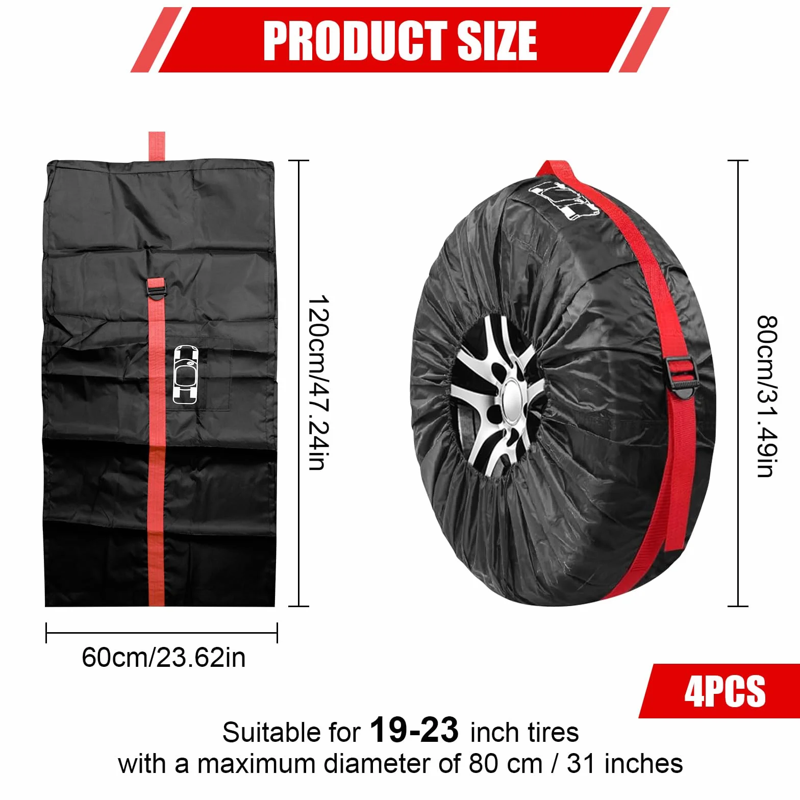 Copripneumatici Impermeabili 19–23 Pollici 190T L (Ø80cm) Resistente con Manico