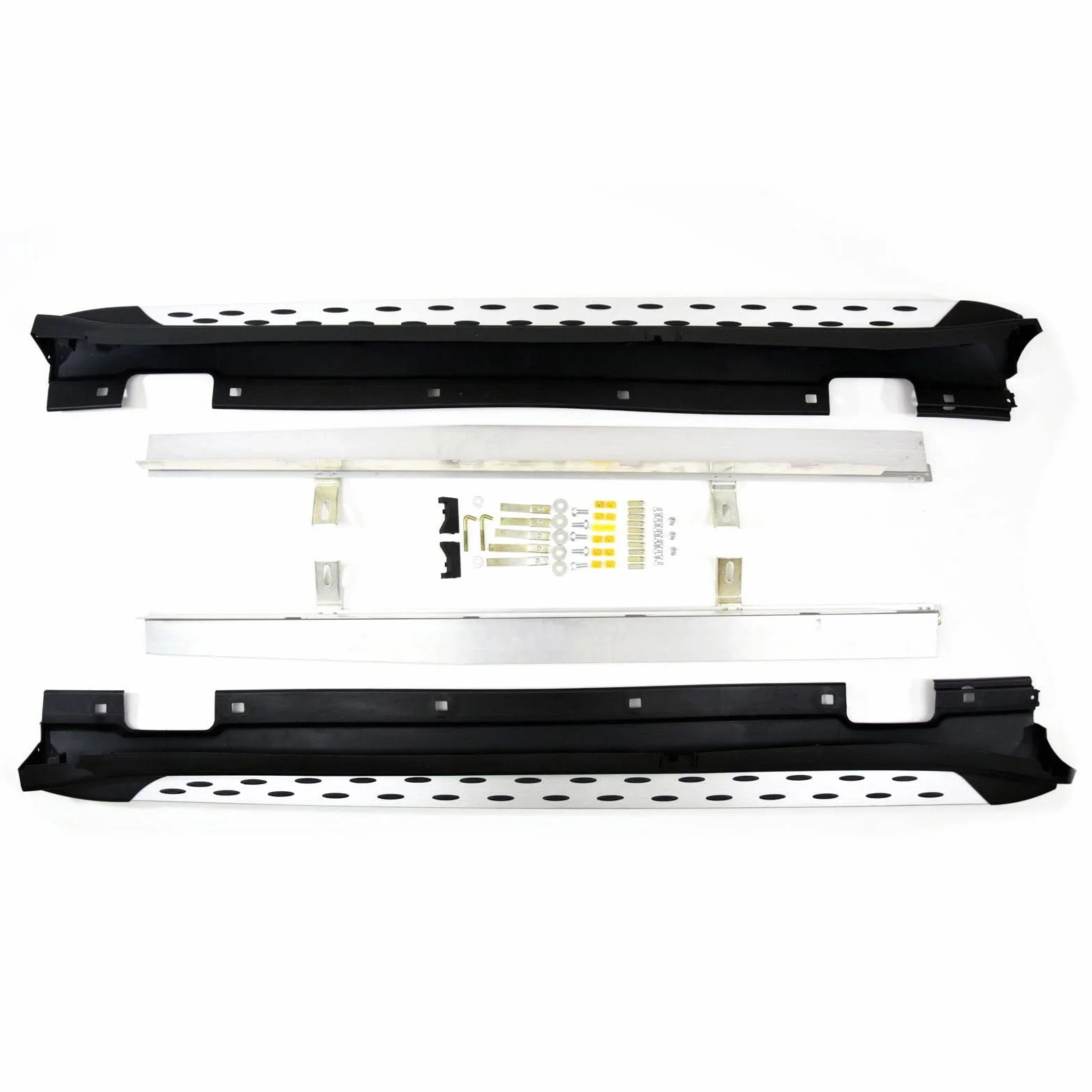 J&J AUTOMOTIVE Pedane Laterali per Mercedes GLA X156 2013-2019, Sottoporta Minigonne in Alluminio e Plastica ABS, Set Completo con Materiale di Montaggio Incluso