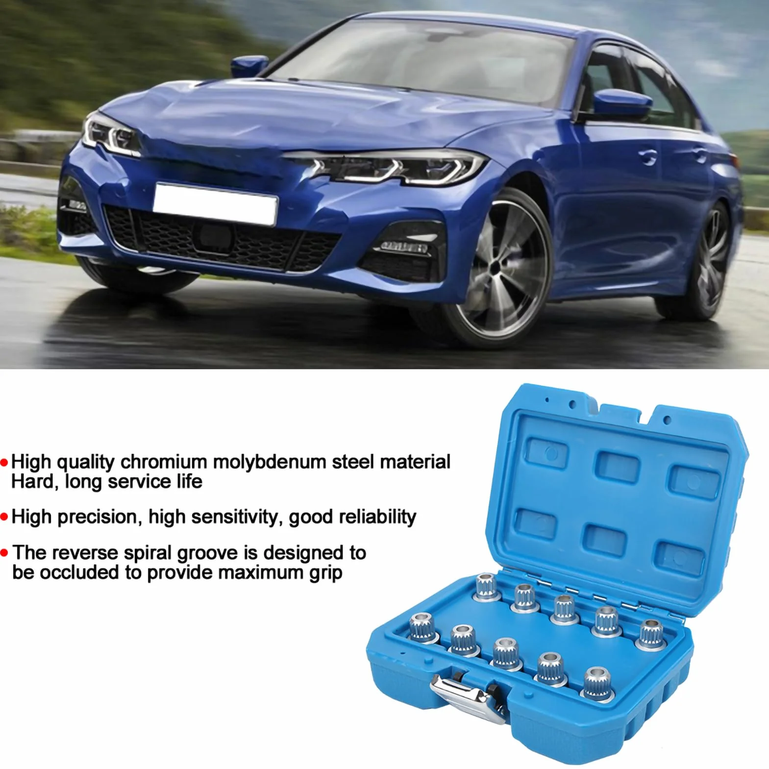 10Pcs Set di Chiavi per Dadi di Bloccaggio delle Ruote Set di Chiavi per Dadi delle Ruote Installazione Kit di Prese per Dadi delle Ruote Antifurto per Auto