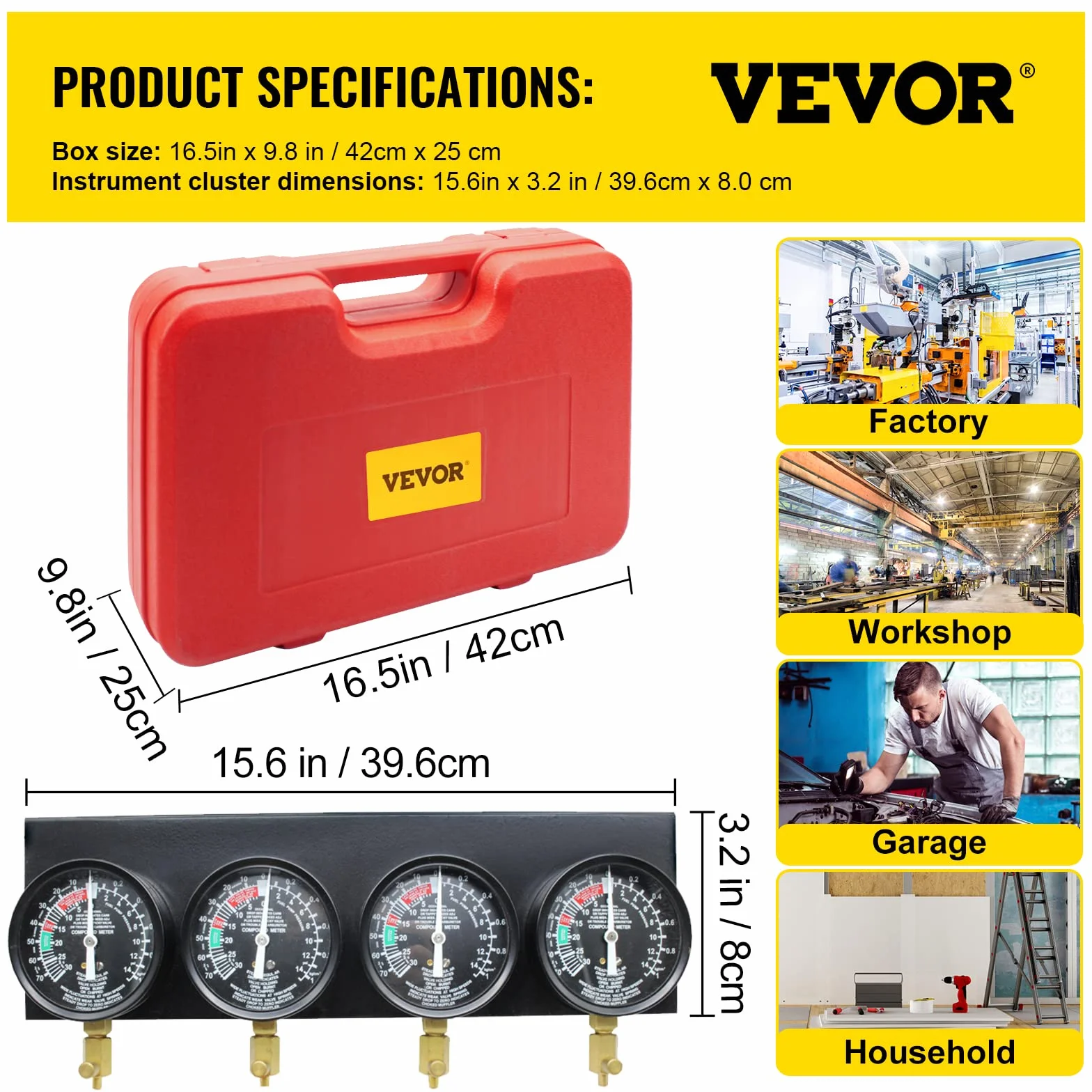 Sincronizzatore Carburatore con 4 Manometri per Auto e Moto