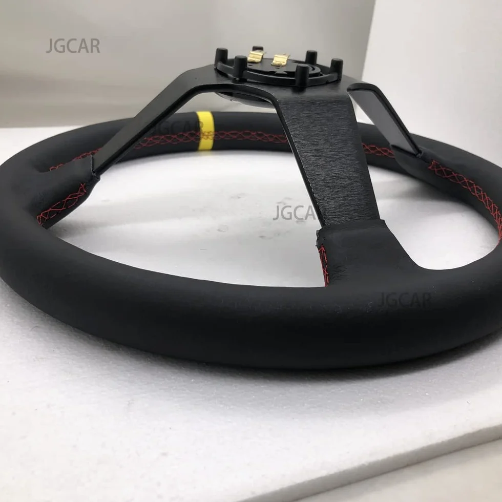 Volanti Sportivi 14 pollici 350mm Deep Dish Real in pelle Rally Tuning Racing Stewering Drifting volante con