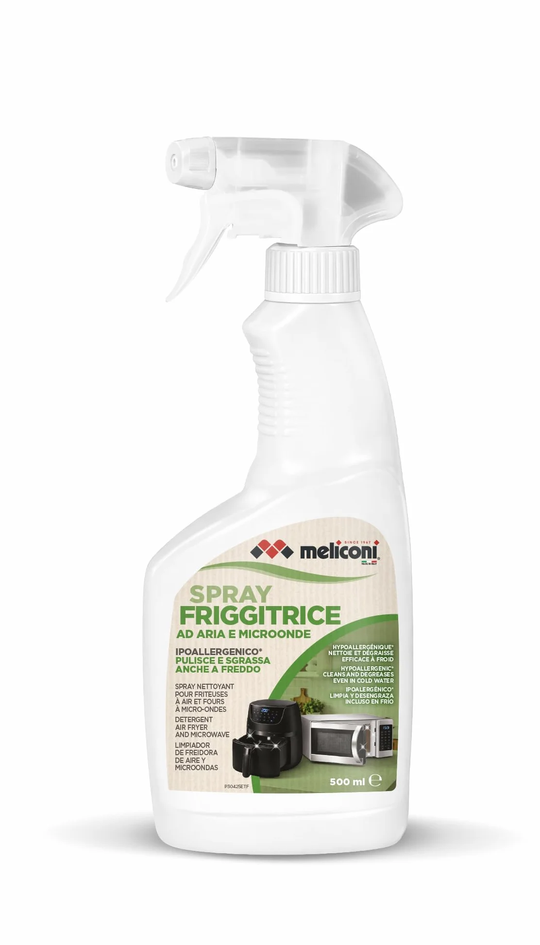 Meliconi Sgrassatore Spray 500 ml, Friggitrice ad Aria e Microonde, Rimuove Grasso Ostinato, Efficace a Freddo, Made in Italy