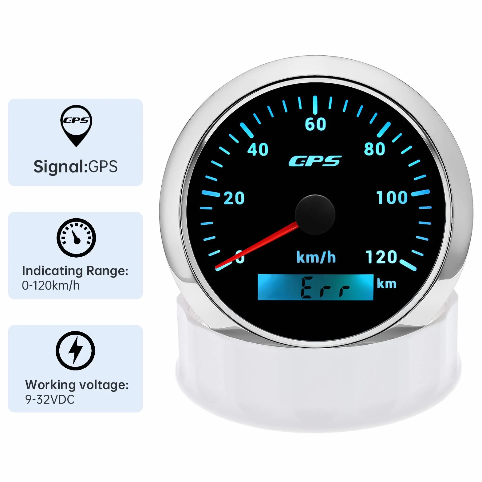 Tachimetro GPS da 85 mm, contachilometri 0-120 km/H, impermeabile, IP67, 7 colori, per auto, barca, yacht, 12 V/24 V