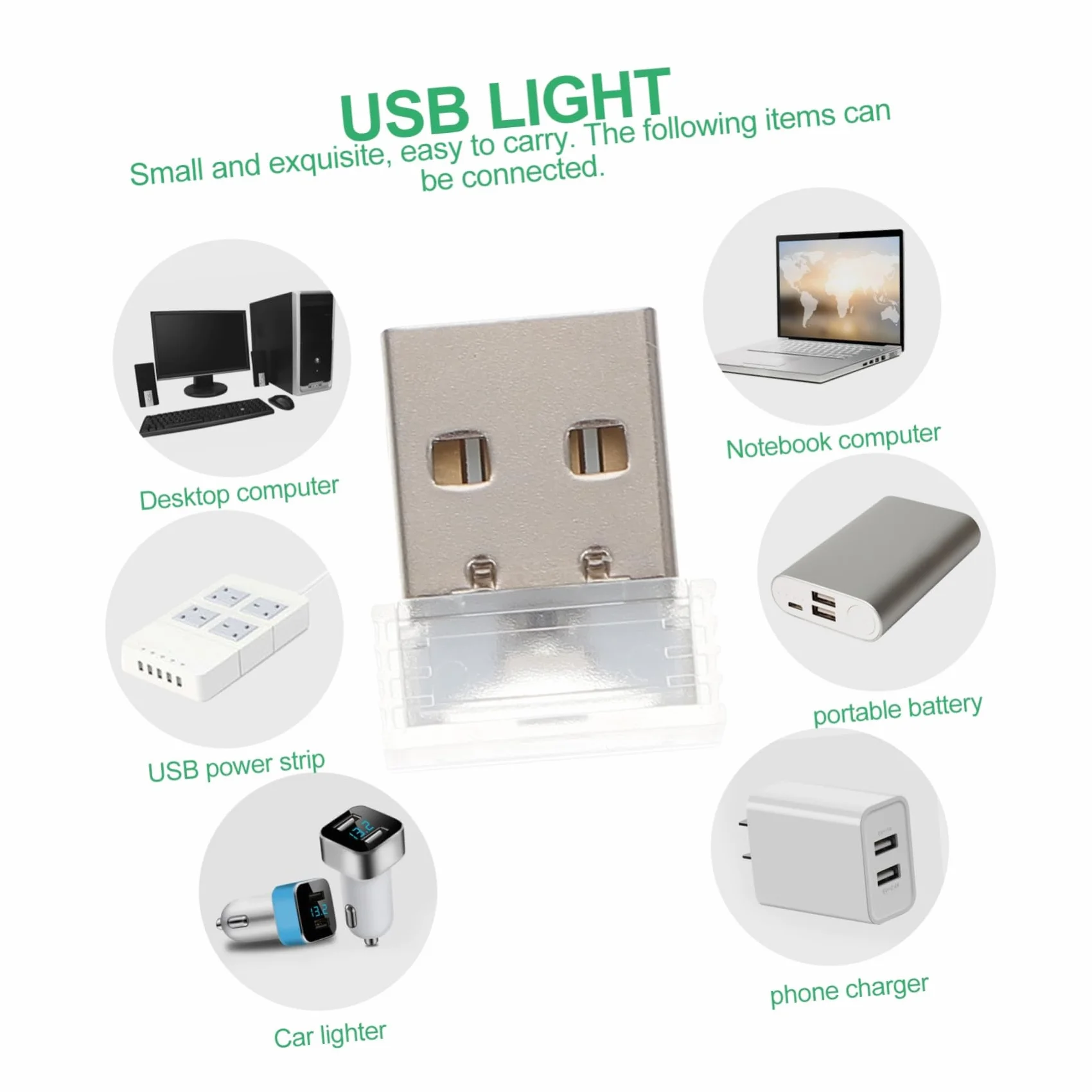 SOIMISS 4 Pezzi Lampada USB per Auto Luce d'Atmosfera Interna Notturna Carica USB per Auto e Casa
