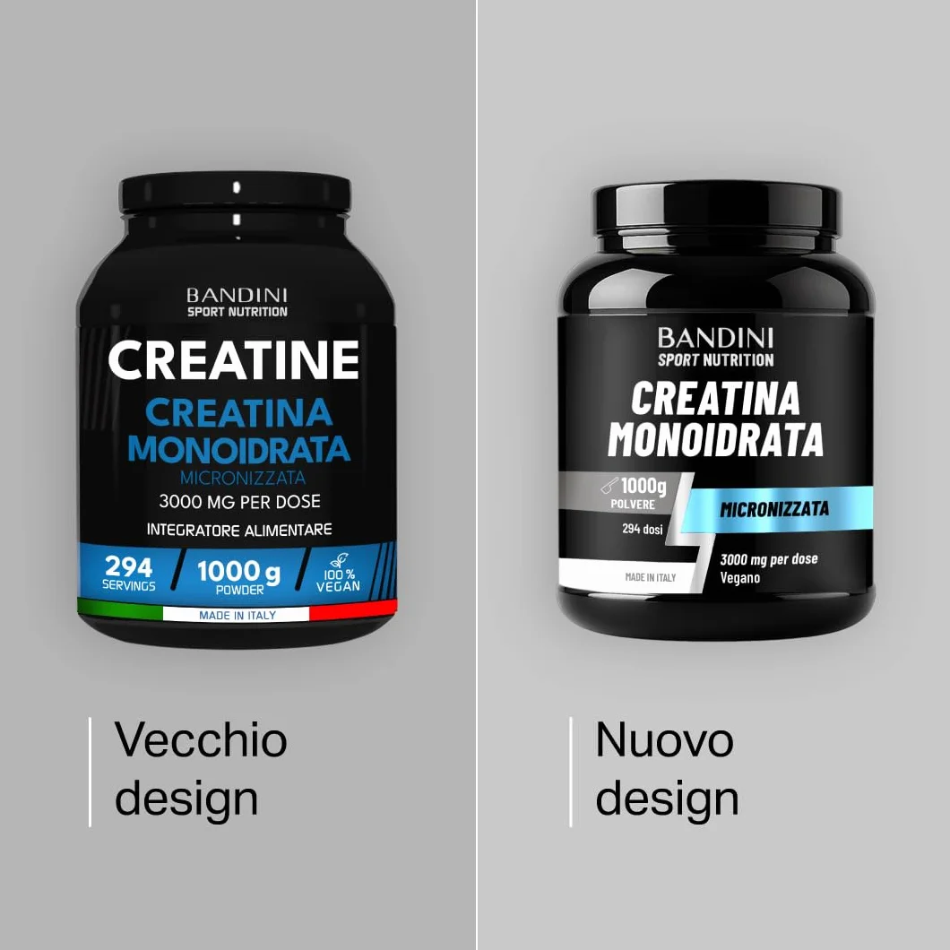 Bandini Creatina Monoidrata 1kg Polvere Pura Vegana Integratore Alimentare per Palestra Sport Fitness Pre Workout