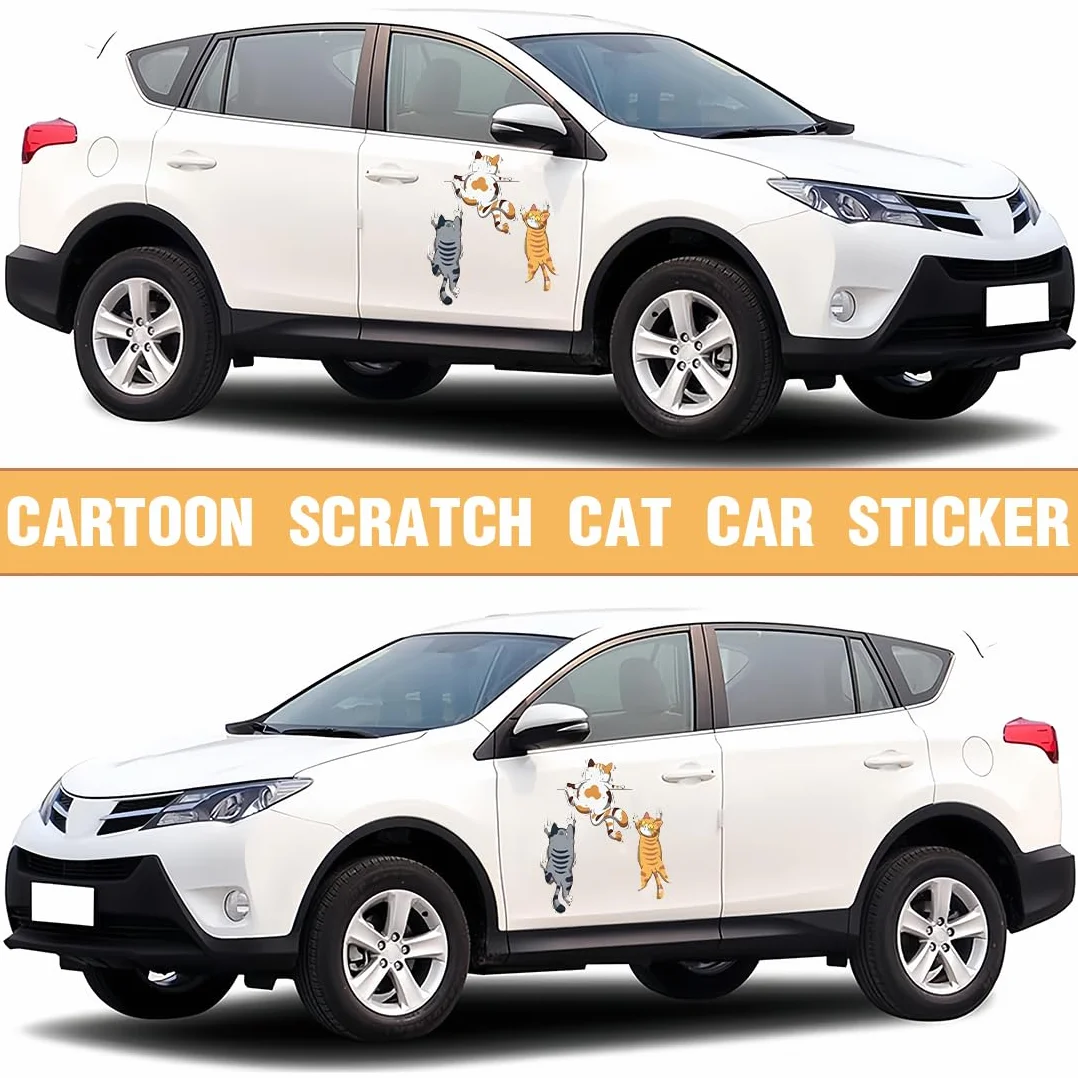 Set di 6 Divertenti Adesivi per auto con cani e gatti dei cartoni animati, divertenti adesivi per paraurti per auto e copertura antigraffio, Ideali per Auto, Camion, Pareti, Laptop e Bagagli