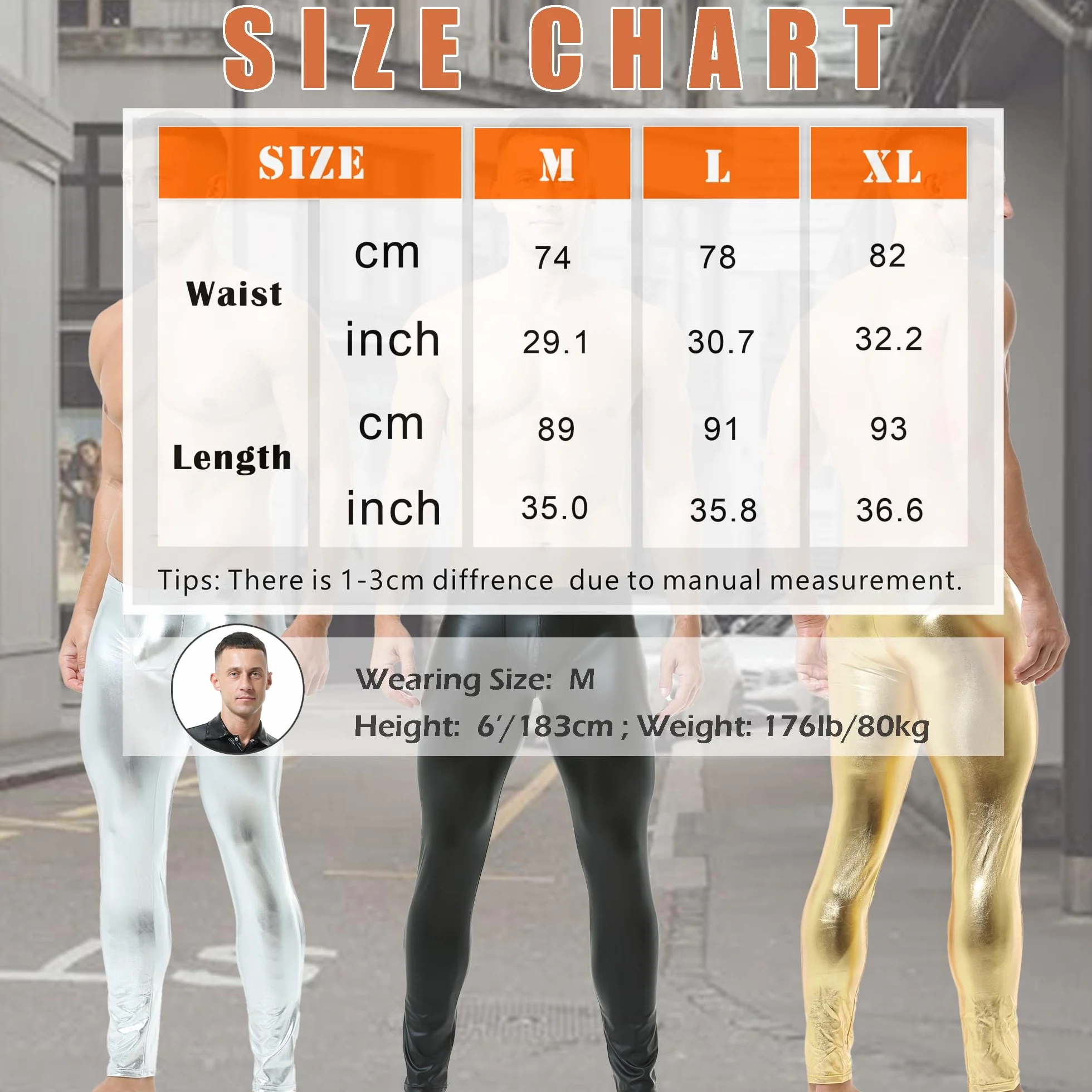 QiaTi Pantaloni aderenti da uomo in similpelle leggings lunghi poliuretano skinny Slim Pants