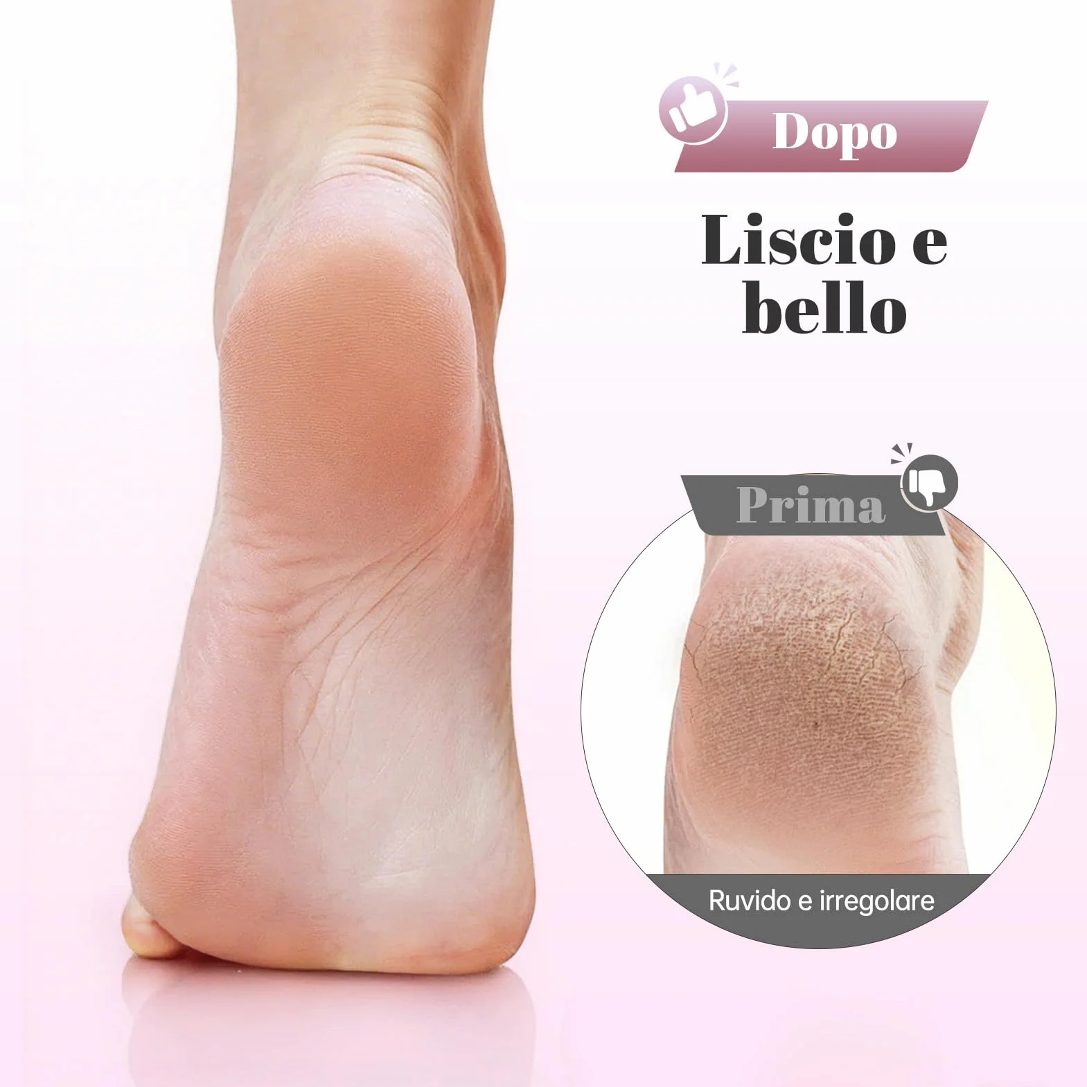 Pedicure Elettrico Professionale Ricaricabile Lima per Piedi con Carta Vetrata Set 2 in 1 Togli Calli 6 Livelli