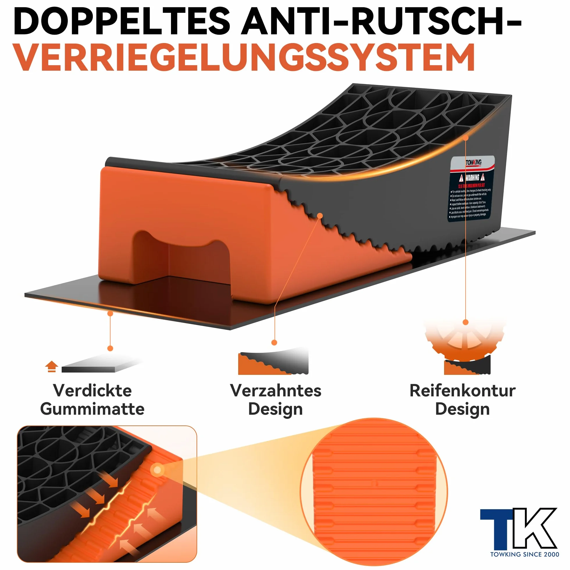 1 set/2 cunei per camper, roulotte e rimorchi, capacità di carico fino a 13,6 tonnellate, livellamento semplice e senza livelli (blu + nero)