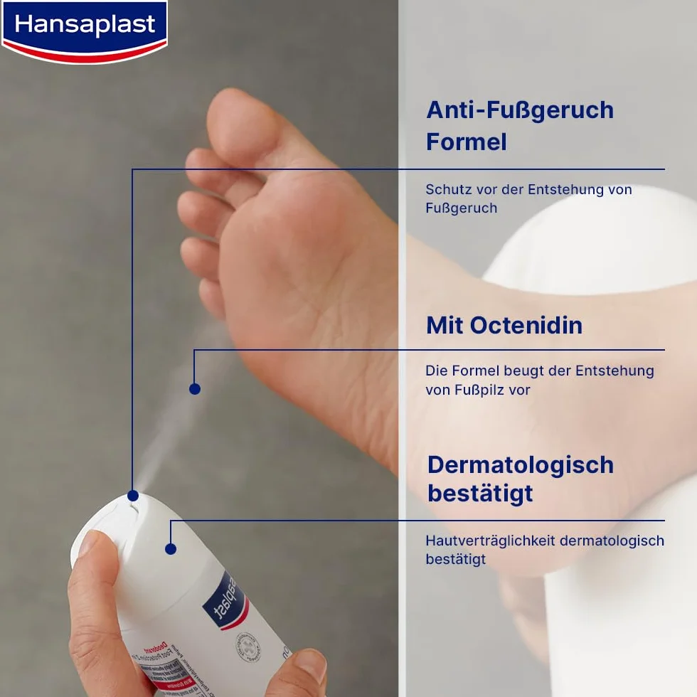 Hansaplast Deodorante 2 in 1 per Piedi 150 ml Antibatterico Spray