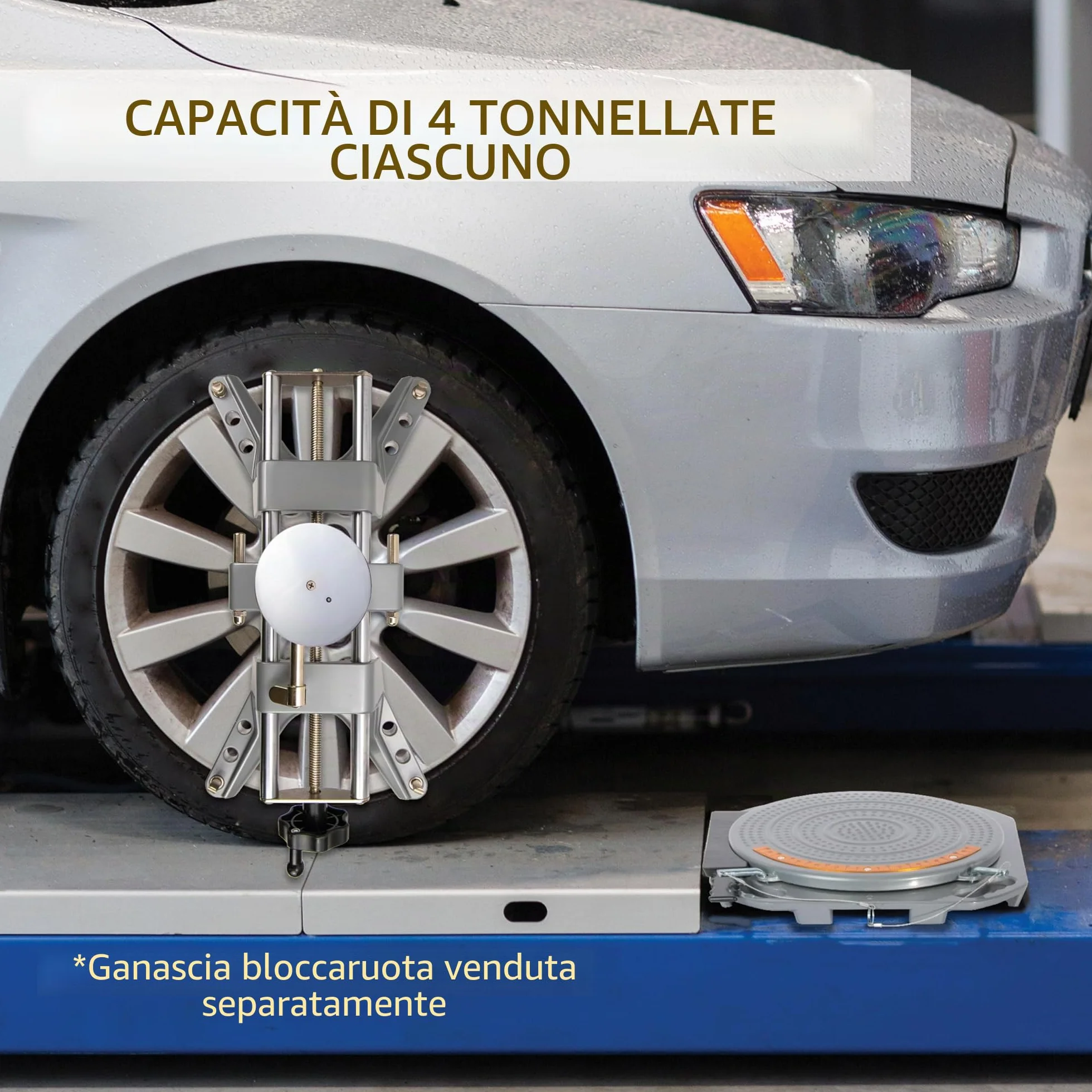 AutoSolo Piastre di Allineamento Ruote Attrezzo per Convergenza Auto 4 Ton Quadrante in Ottone Kit Completo