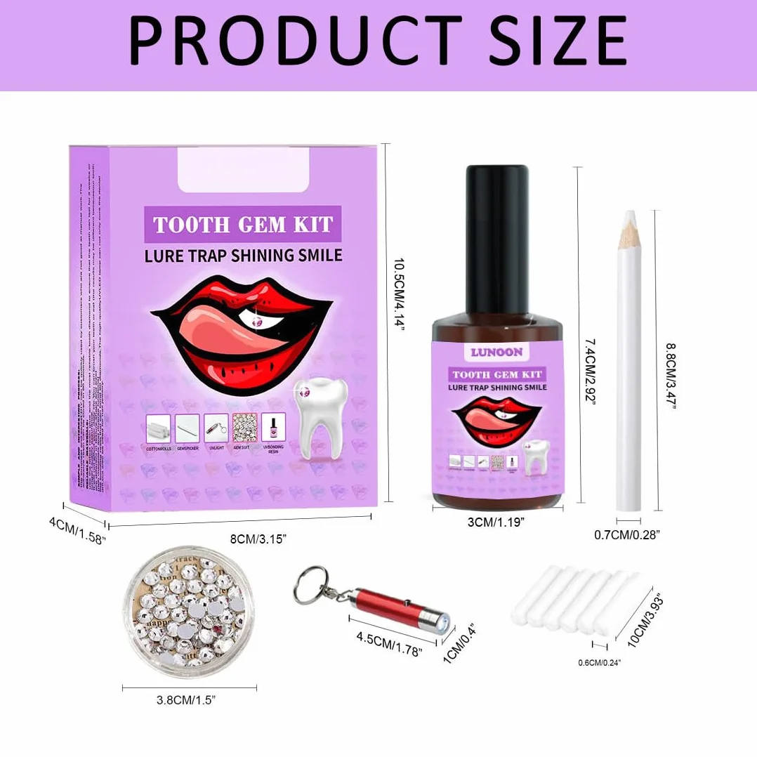 Brillantini Denti Kit Tooth Gems Set con Strass e Diamanti Marquise
