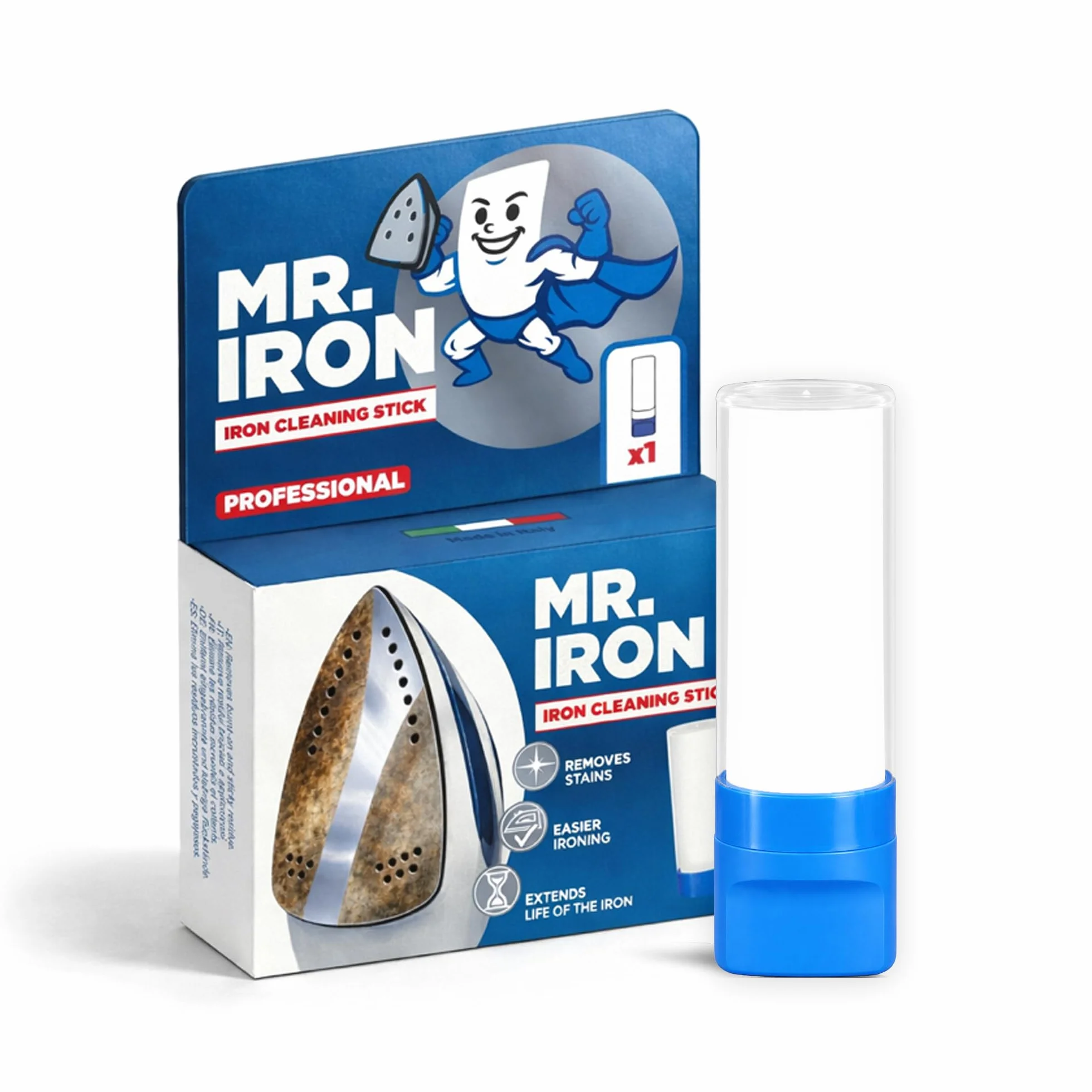 Mr. Iron Stick Pulisci Ferro da Stiro Universale, Made in Italy, Rimuove Incrostazioni e Calcare dalla Piastra
