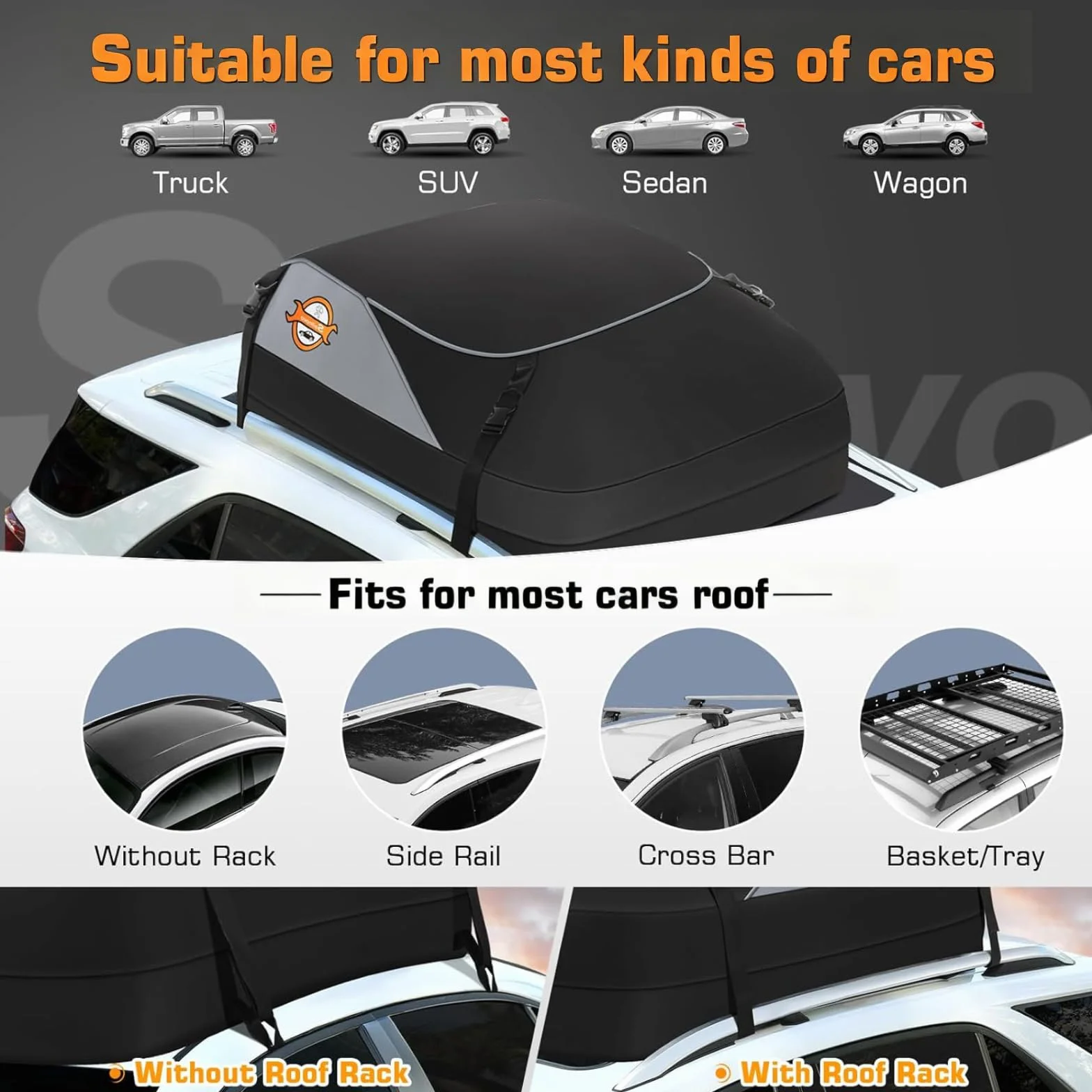 Borsa Per Tetto Auto Impermeabile 425L Sailnovo Box Pieghevole 1000D Con Cinghie Rinforzate Ganci Per Portiere