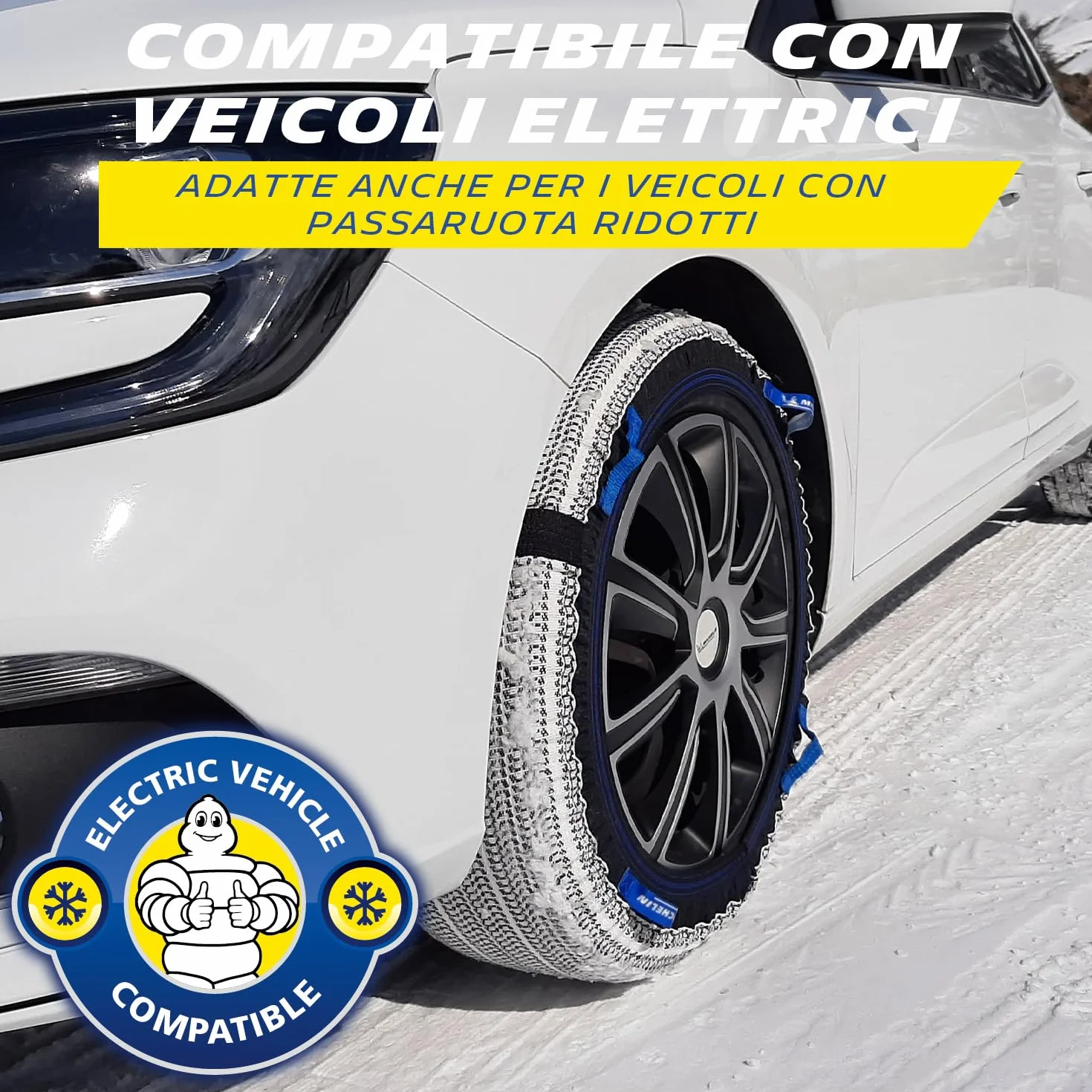 MICHELIN Calze da Neve SOS Grip Evolution SOS 5 - Omologate Italia Tessili Riutilizzabili - Montaggio Rapido 30 Secondi