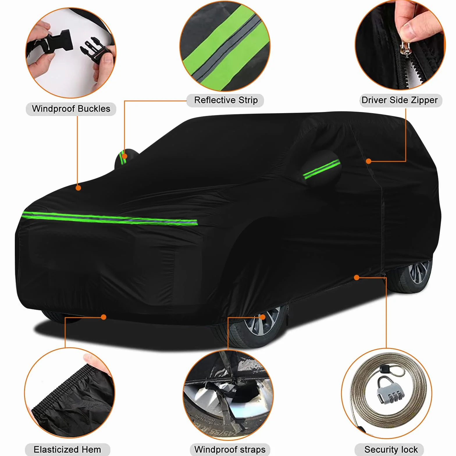 Telo Copriauto Impermeabile Compatibile con 2020-2024 Toyota Yaris Cross, Telo Copri Auto, Copertura Auto Per Esterno protezione da sole, neve, pioggia, polvere con cerniera e fasce antivento