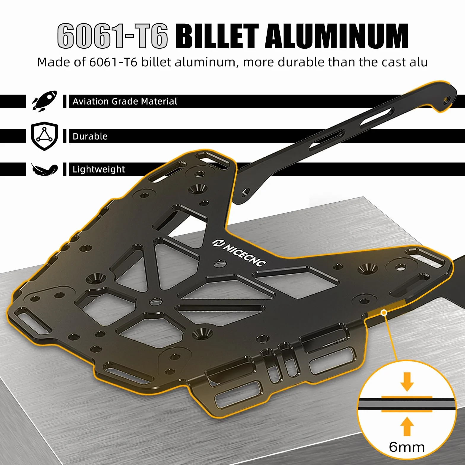 NICECNC Portabagagli Posteriore per Moto Compatibile con Yamaha Tenere 700 / XTZ 700 2019-2023, Portabagagli Estensibile per Carico