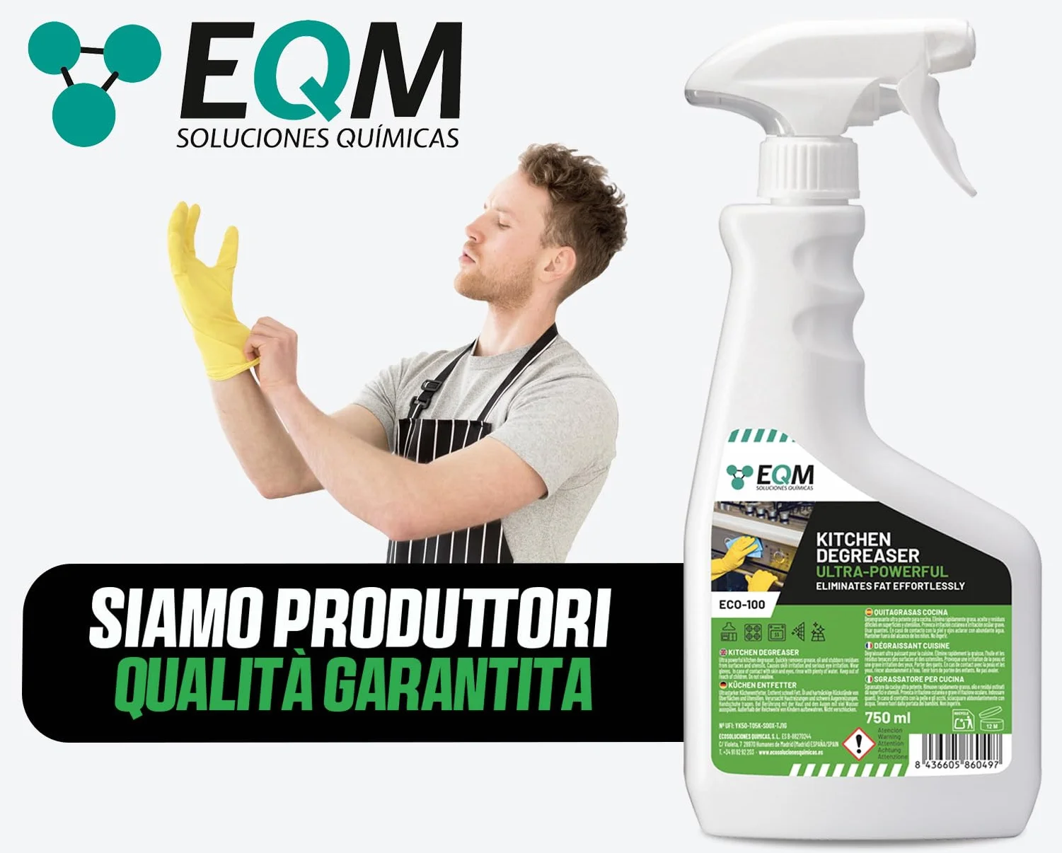EQM ECO-100 Sgrassatore Concentrato per Cucina 750 ML