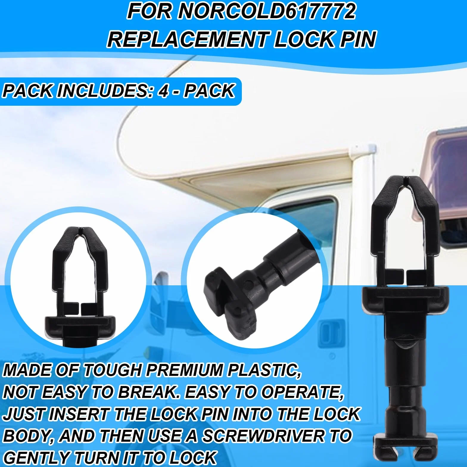 BOXOB 4pz Clip Sfiato Frigorifero RV per Norcold 617772, Chiusure Pannelli a Un Quarto Giro in Plastica Alta qualità Accessori e Parti Ricambio Sfiato Frigorifero Camper per Norcold(Nero)