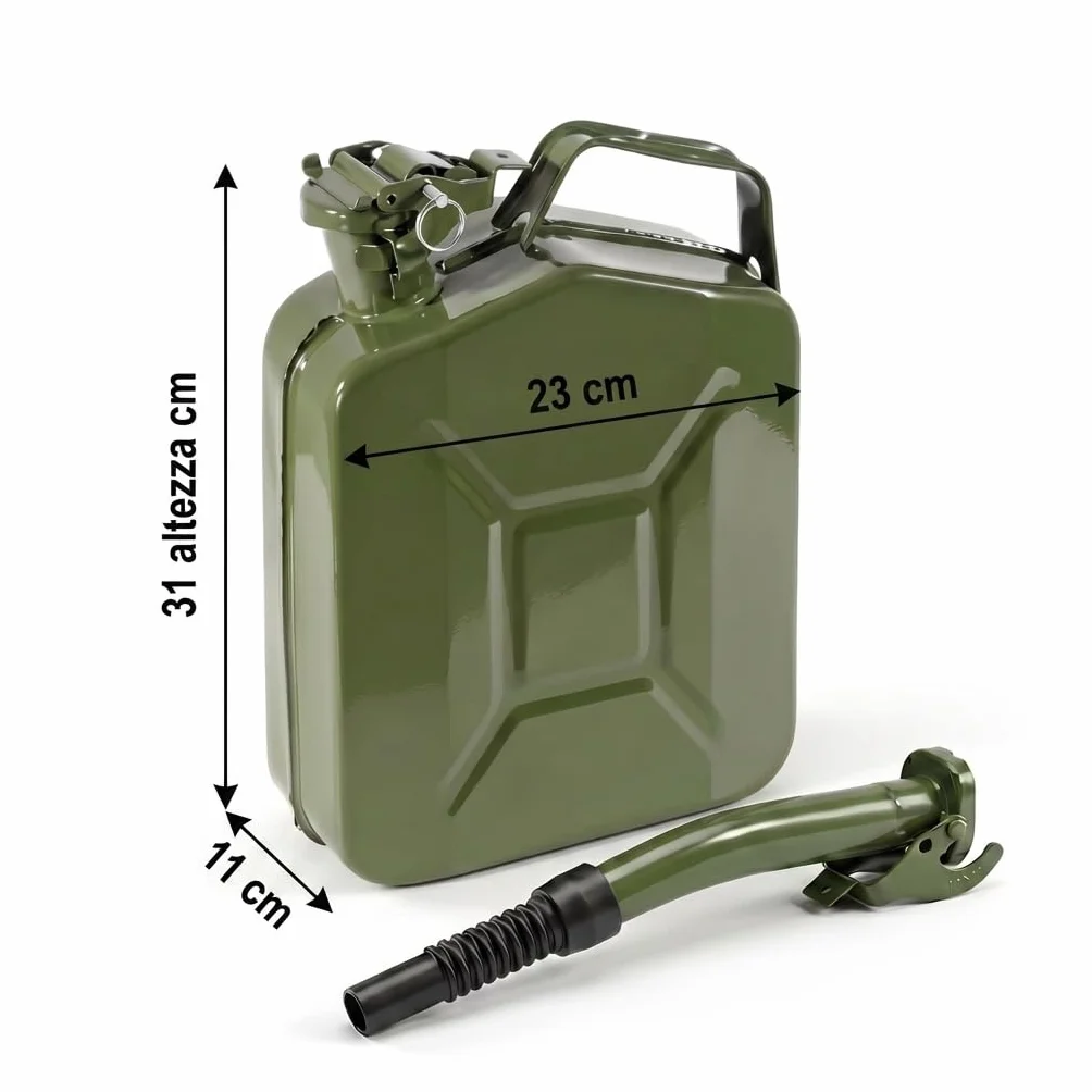 MAKA Bidone Carburante 5 Litri in Metallo Verde Militare Antiruggine Certificata UN