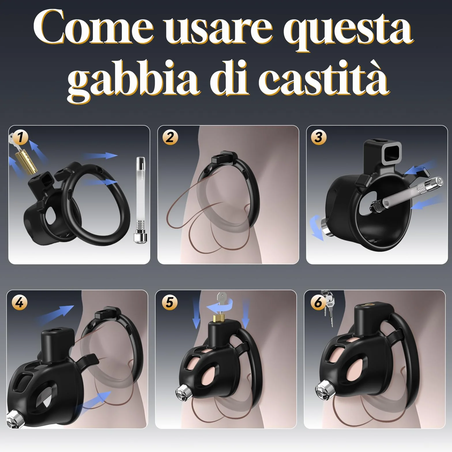 Sexytoysys Gabbia di Castità Piatta per Uomo, 2 Stili Dispositivo di Castità Maschile con 3 Anello per Pene e Catetere Uretrale