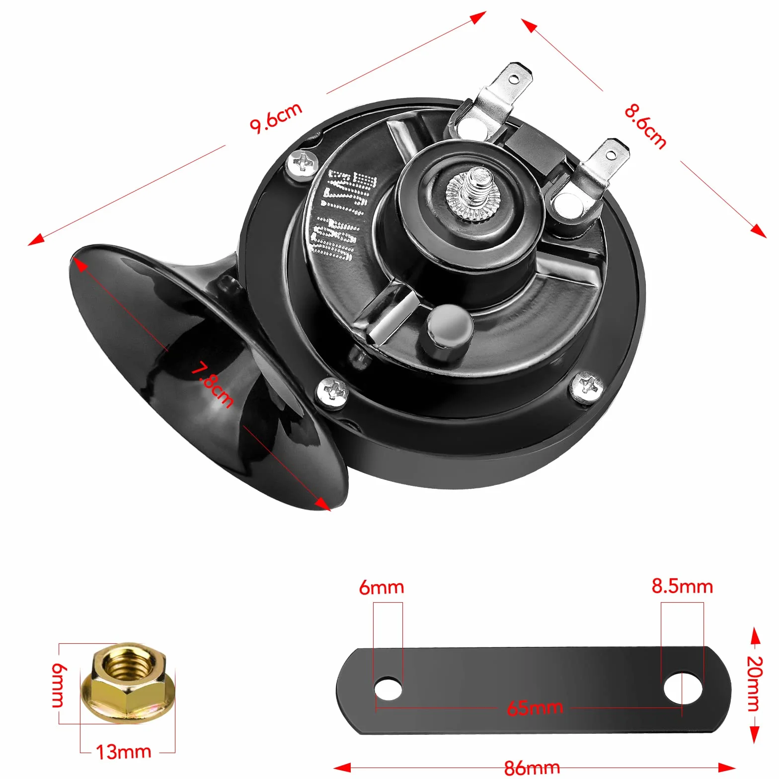 Clacson Corno di Segnalazione Universale 118db ad alta voce Impermeabile Tromba per Auto Camion e Motocicli - 12V