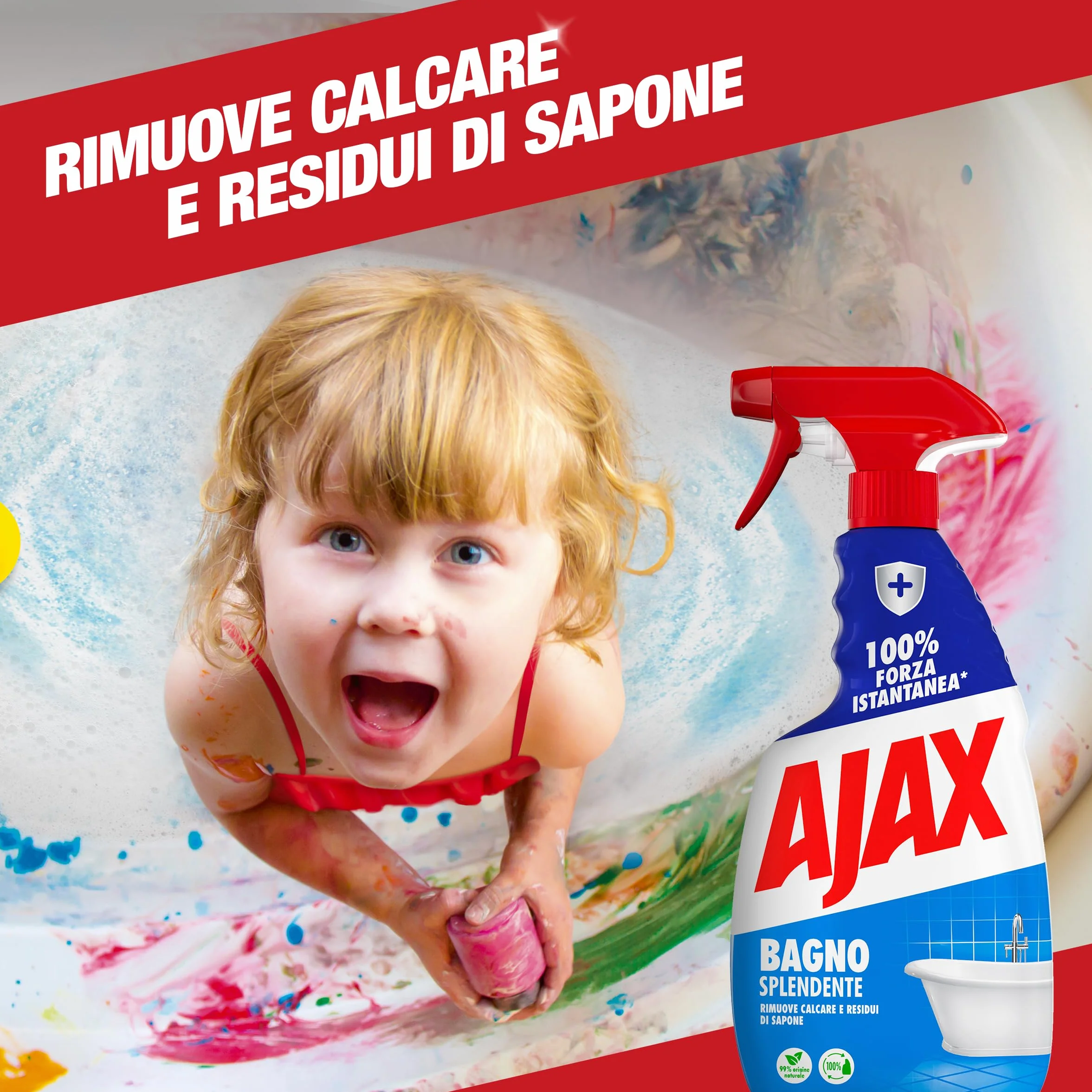Ajax Detergente Spray Bagno 10 Confezioni da 600 ml, Rimuove Calcare, Superfici Brillanti, Vegano