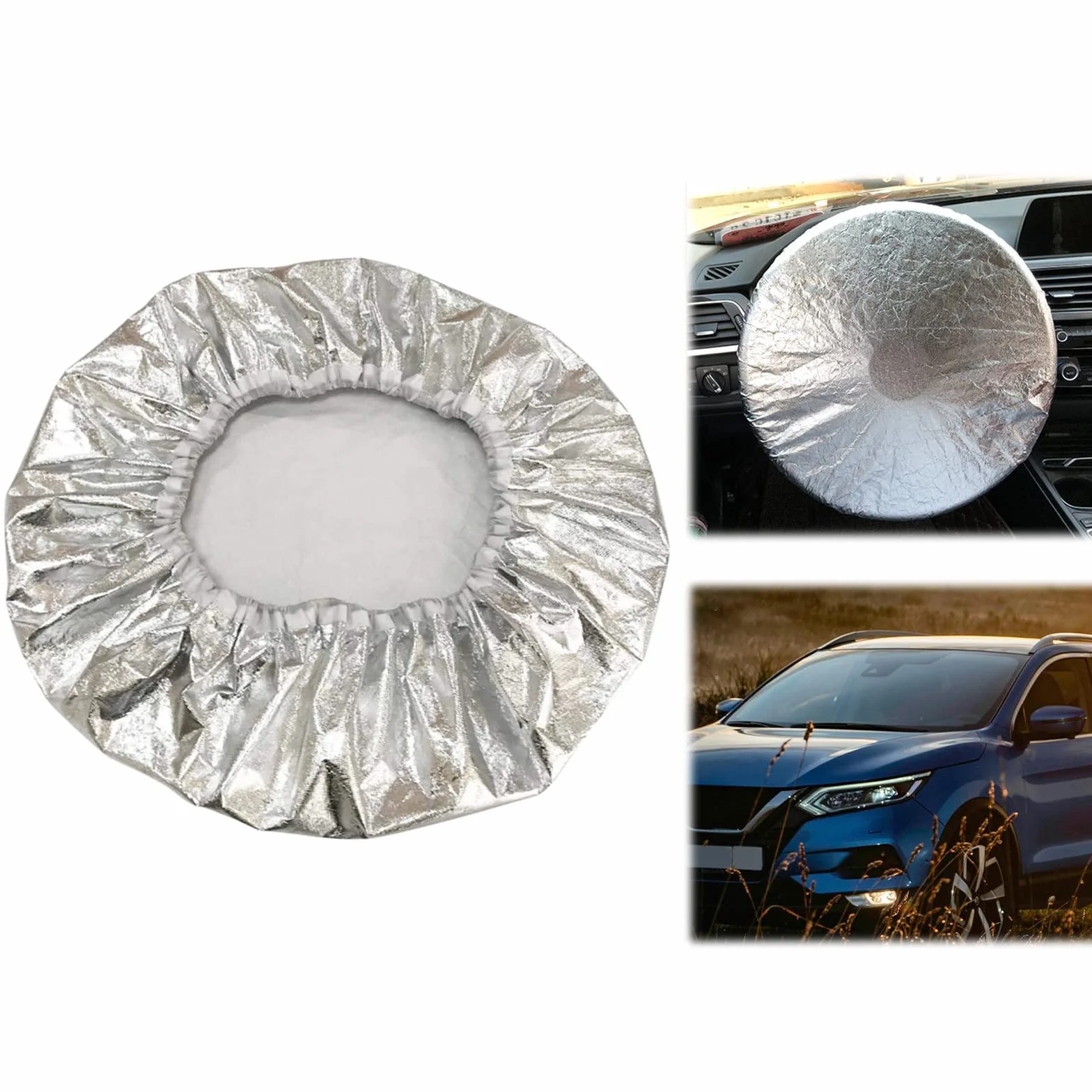 Bavooty Parasole per Auto, Coprivolante e Protezione Solare, Universale per Volante Auto, Diametro 50 cm