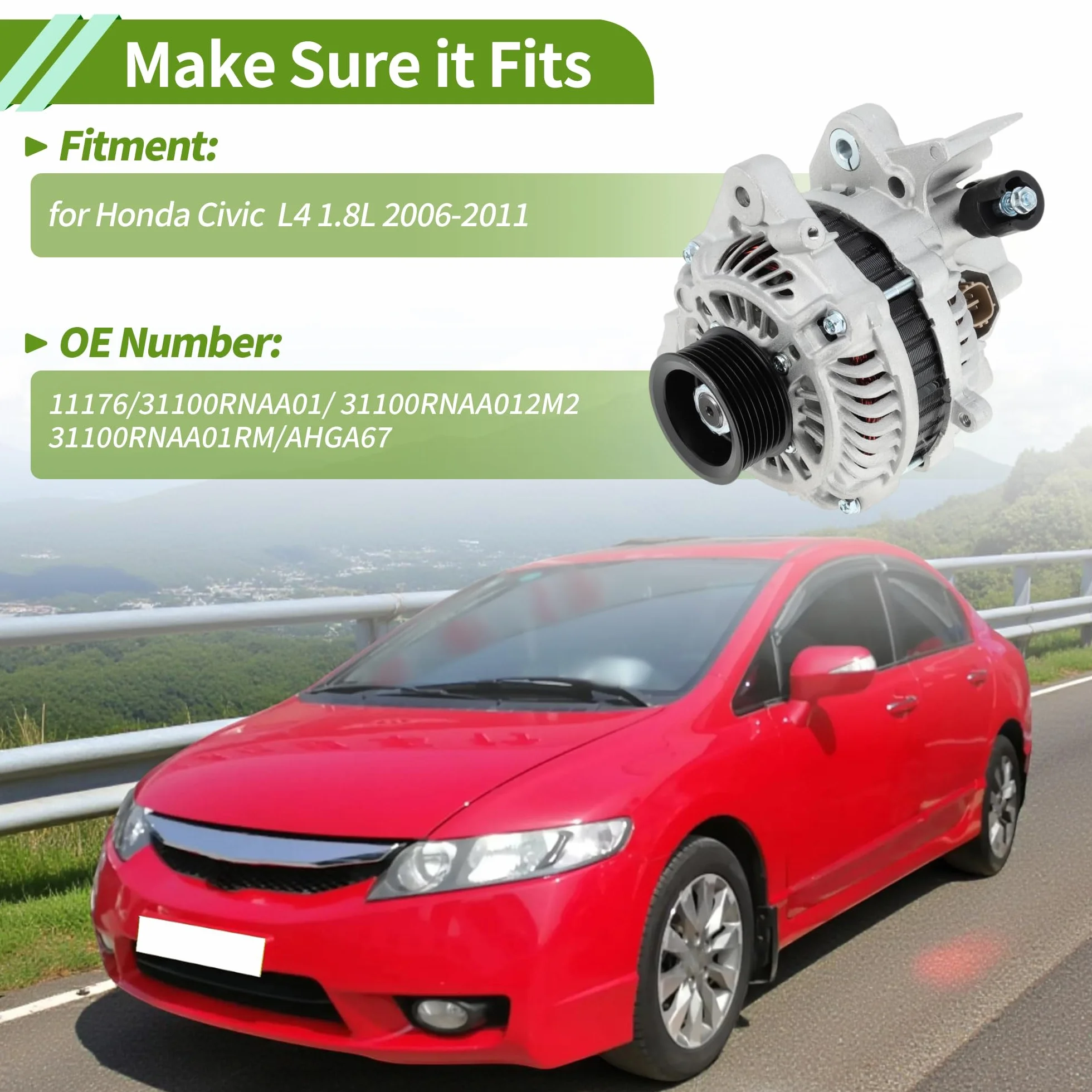 Alternator 160A 12V Honda Civic L4 1.8L 2006-2011