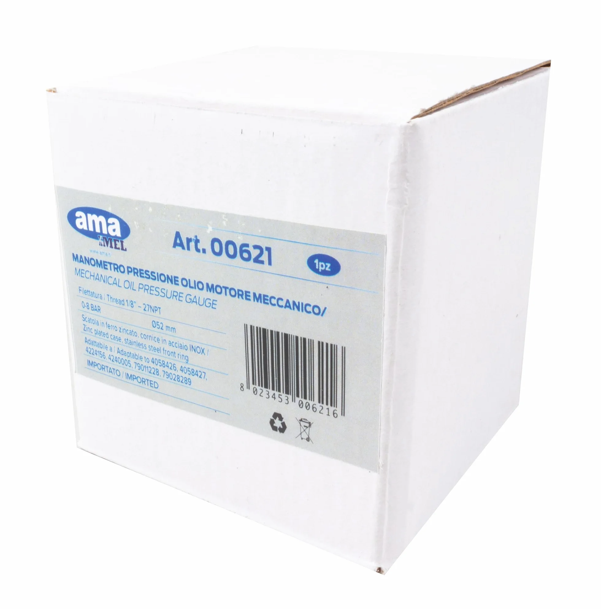 Manometro Olio Motore Ama 0-8 Bar Filettatura 1/8" Conico