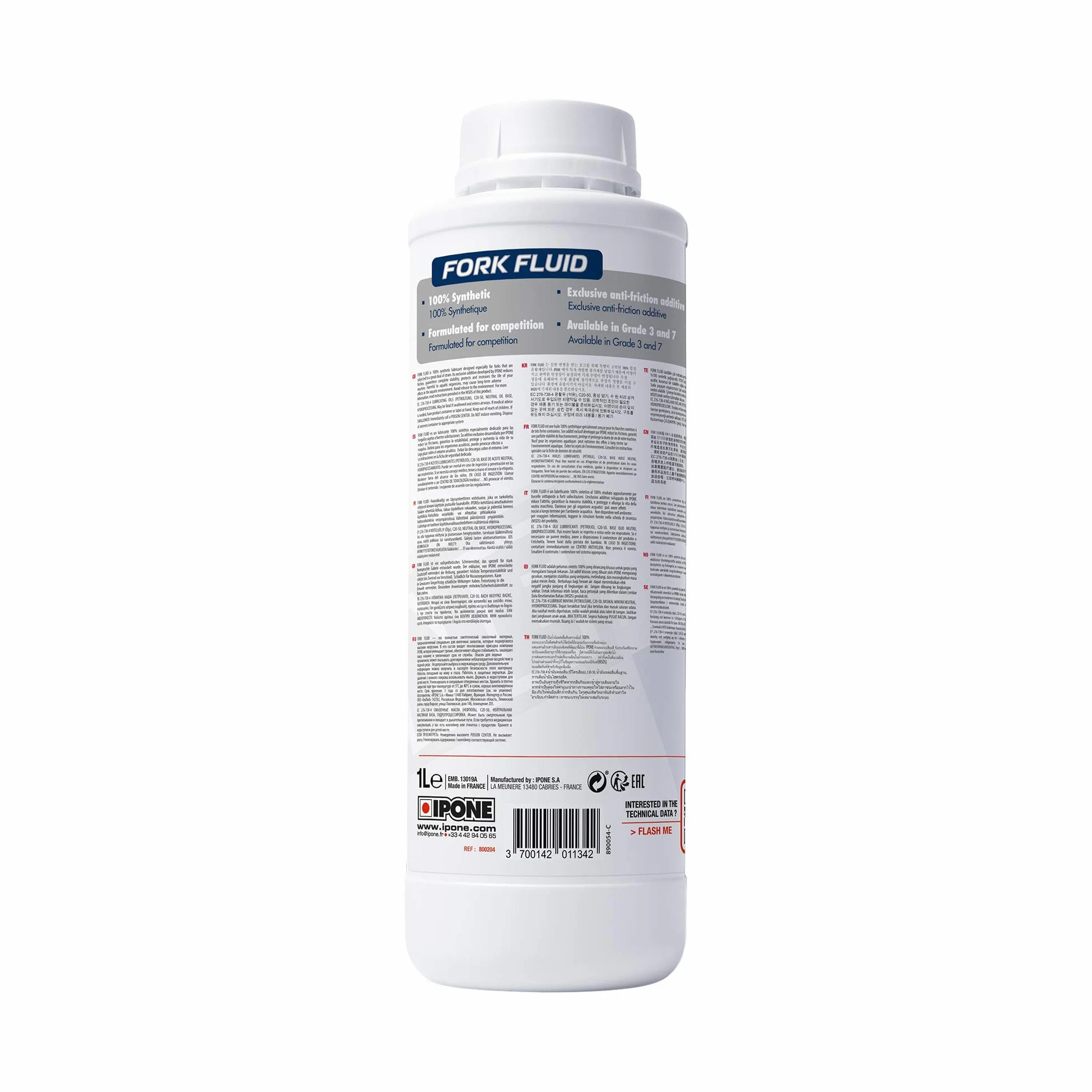 IPONE - Olio per Forcelle Moto - Fork Fluid 3-100% Sintetico - Anti-Frizione e Anti-emulsione - 1 Litro