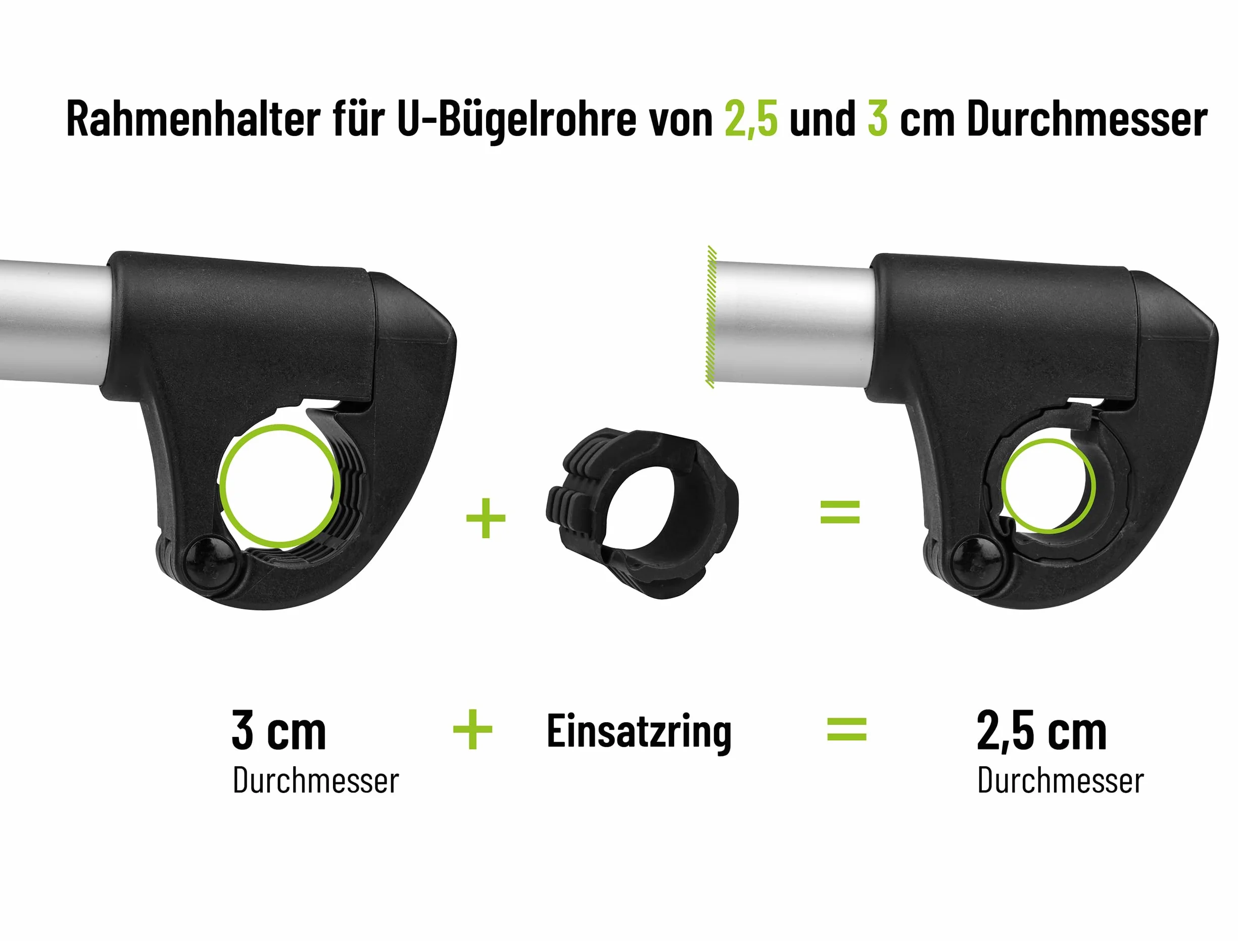 EUFAB 11629 - Supporto per telaio rimovibile, corto, Ø 25 + 30 mm, nero/argento