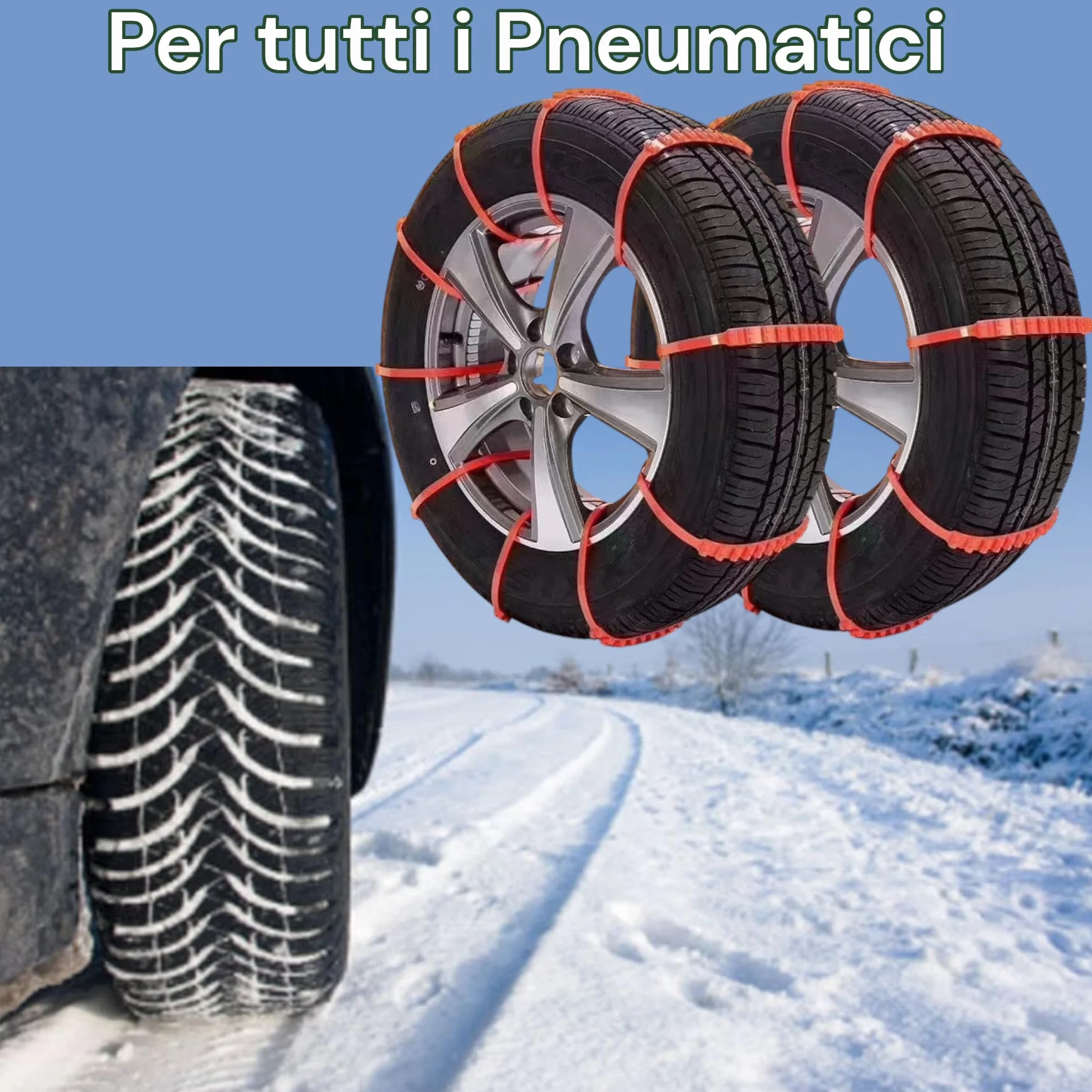 Catene da neve a fascette universali facili da montare per tutte le misure 20 pezzi