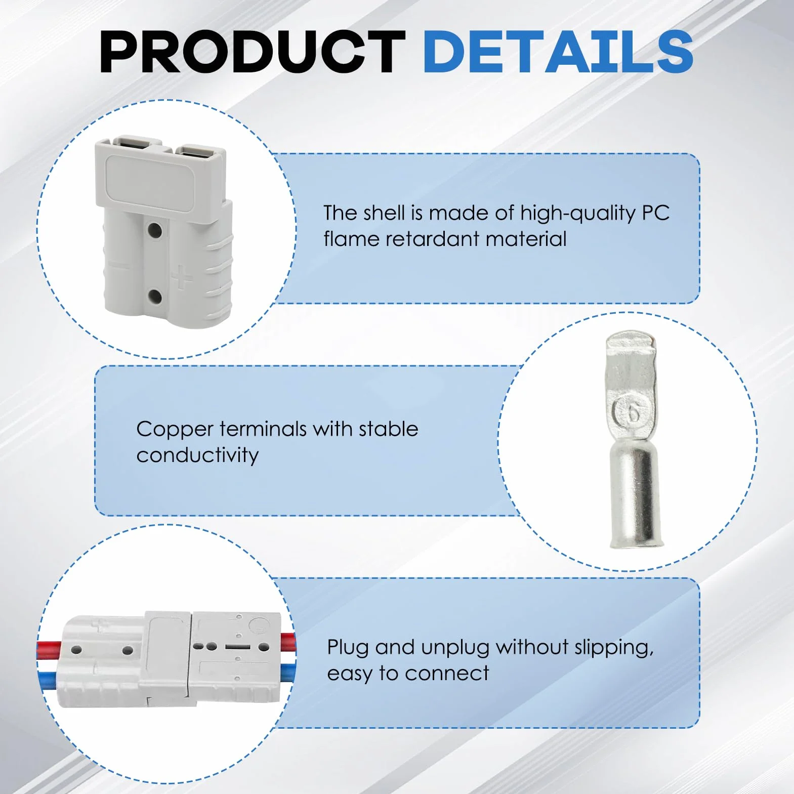 50A 600V Connettore di Batteria, 4 Pz Connettore per Batteria Connessione Rapida, Alimentazione modulare 50A, presa per batteria da 50 ampere, per Auto, Rimorchio, Winch Trailer Verricello, Nave