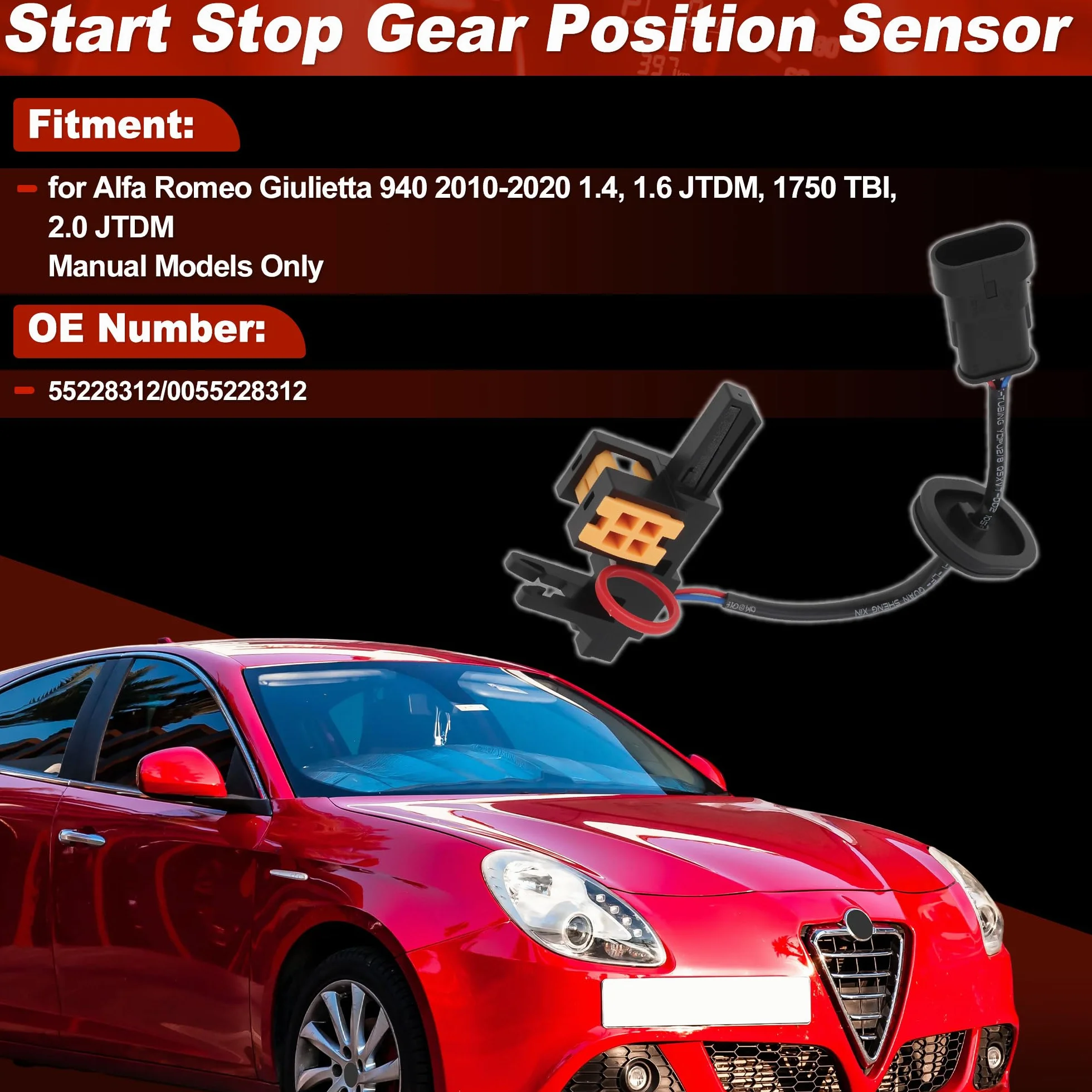Sensore Di Posizione Leva Cambio Start Stop per Alfa Romeo Giulietta 940 2010-2020 Solo Modelli Manuali Sensore Posizione Leva Cambio 3 Pin 55228312/0055228312