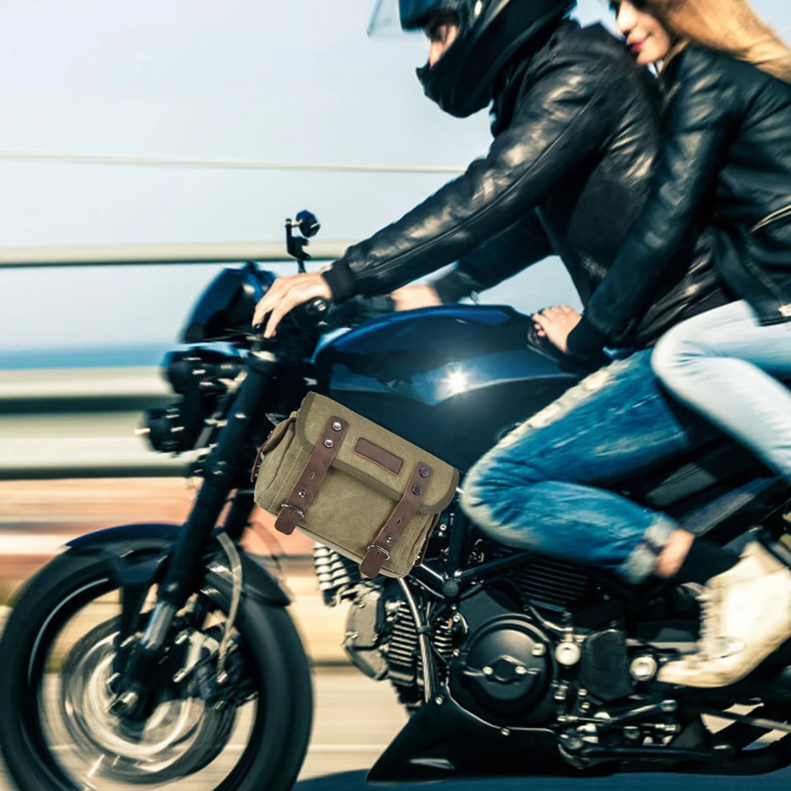Borsa Da Sella Per Moto Impermeabile In Tela Cerata Resistente Con Fibbia In Metallo
