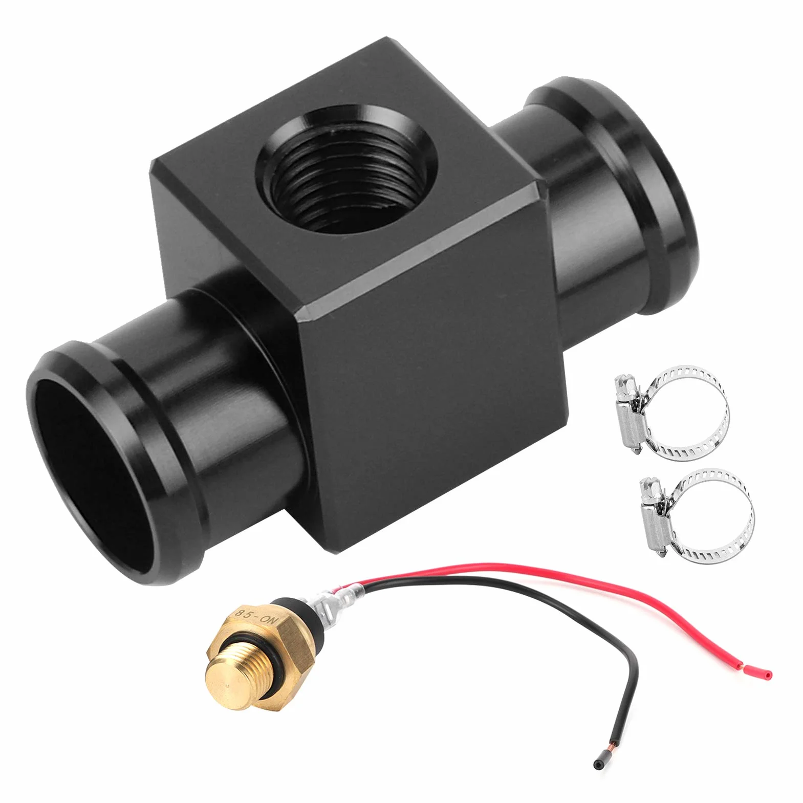 Interruttore di temperatura, termostato in lega di alluminio Interruttore temperatura acqua Radiatore Sensore temperatura ventola refrigerante Sensori temperatura per moto ATV Fuoristrada(nero)