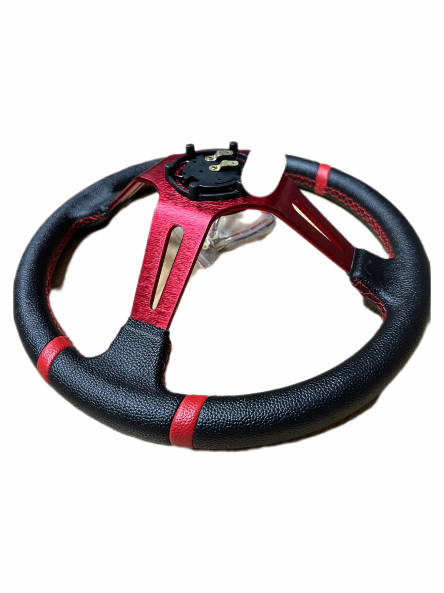 PKR VOLANTE SPORTIVO A CALICE NERO CON STRISCE ROSSE SPORTIVO UNIVERSALE AUTO RALLY SPORT GARE RADUNI TUNING