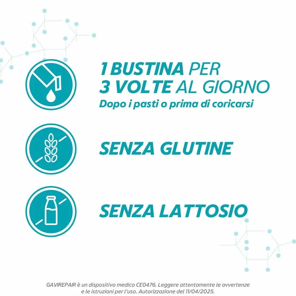 Gavirepair Acido Ialuronico Dispositivo Medico Reflusso Gastroesofageo 20 Bustine Monodose 10ml