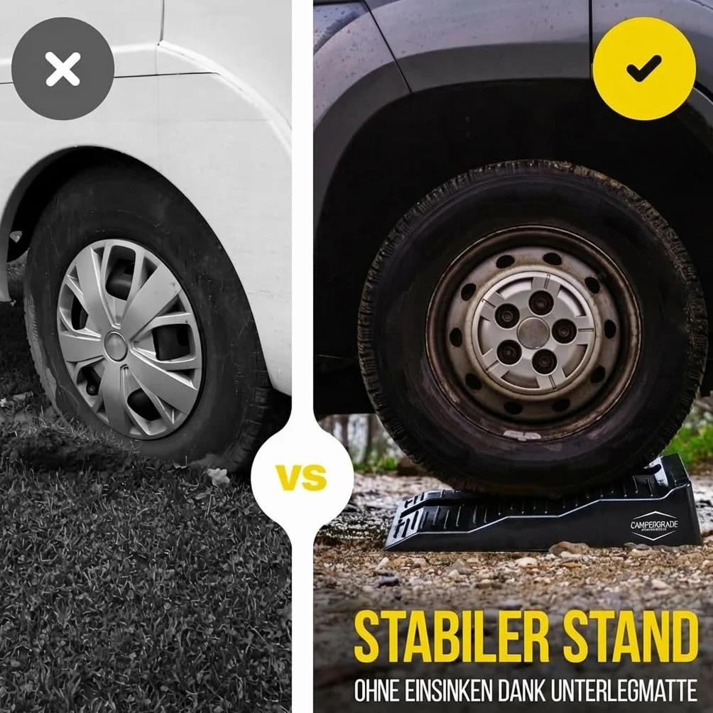 Rampa di carico per camper e roulotte - Rampa di sollevamento auto a 3 livelli [set di 2] | Rampa auto resistente per camper e roulotte | Rampa auto stabile