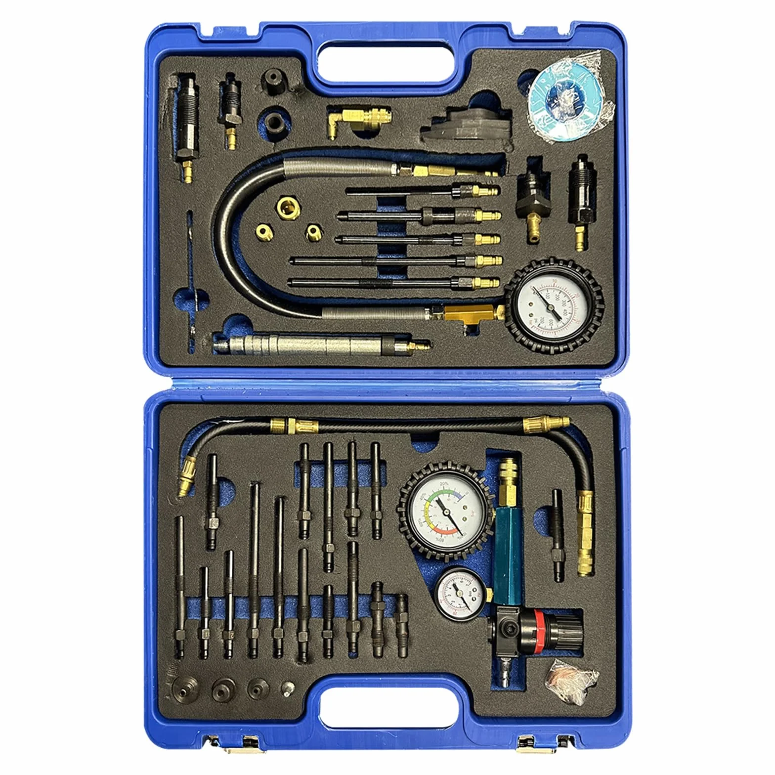 Tester Compressione, 46PCS Tester Compressione Diesel Benzina Perdita Pressione Compatibile Con Motori Diesel Benzina Auto Camion Autobus Motori Navi Agricole