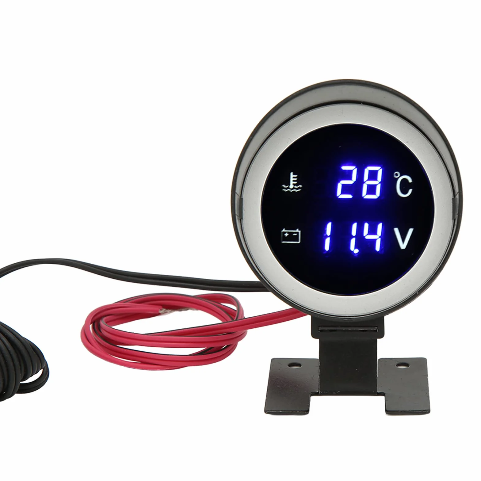 Akozon Cyfrowy Wskaźnik Temperatury Wody 9V-36V Niebieskie Podświetlenie Woltomierz Do Samochodu Motocykla ATV