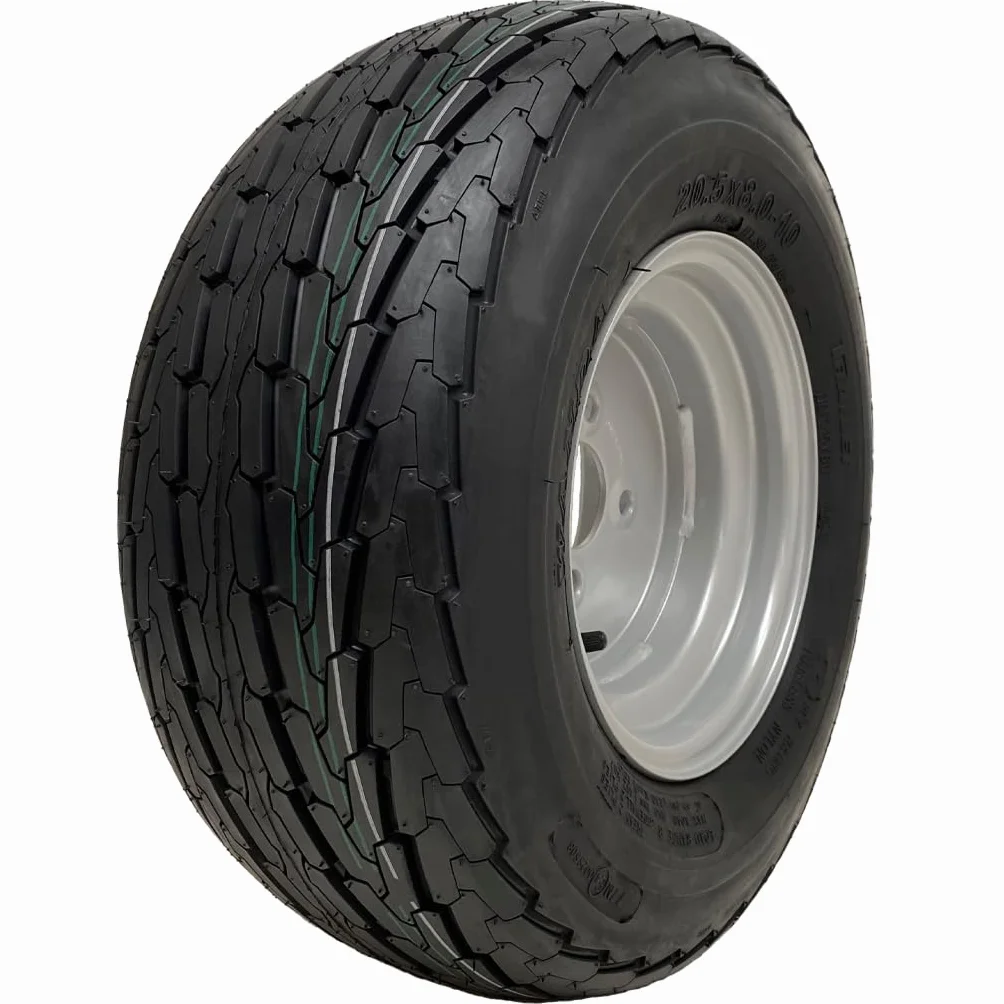 Parnells 1 Ruota per Rimorchio Completa 20.5x8.00-10 Cerchio Acciaio PCD 4 Pollici 4 Prigionieri Wanda P815 8 Strati Carico 605 kg