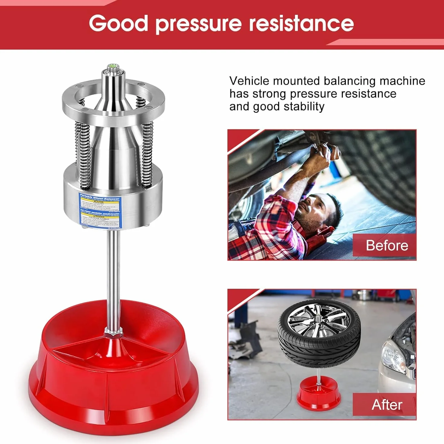 GOTOTOP Equilibratore di pneumatici Auto Camion Mozzi portatili Ruota Equilibratore di pneumatici Livella a bolla per cerchi resistente per auto, camion, furgoni e biciclette