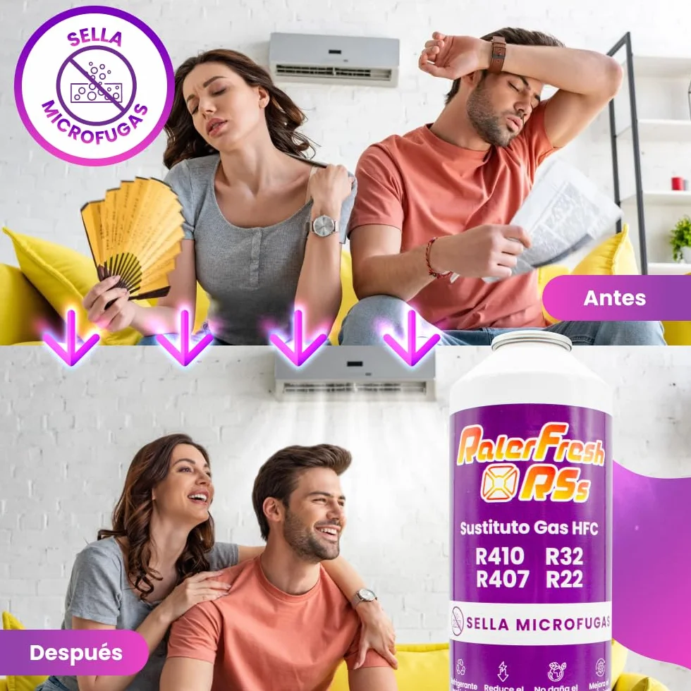 Ralerfresh RS R410, R32, R407 e R22 Ricarica di gas refrigerante organico per climatizzazione, Split ecologico efficace, ricarica rapida (bombola + tubo)