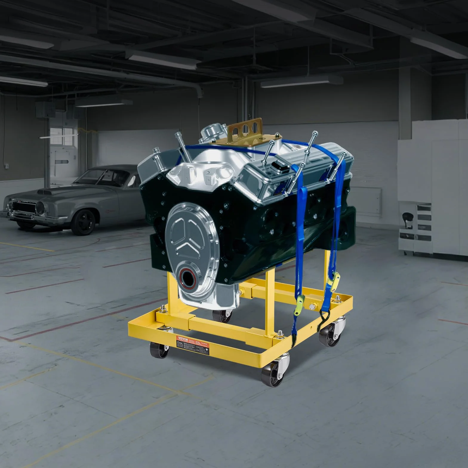 VEVOR Supporto Motore Sollevatore Motore 340 kg Regolabile in Acciaio con 4 Ruote Girevoli