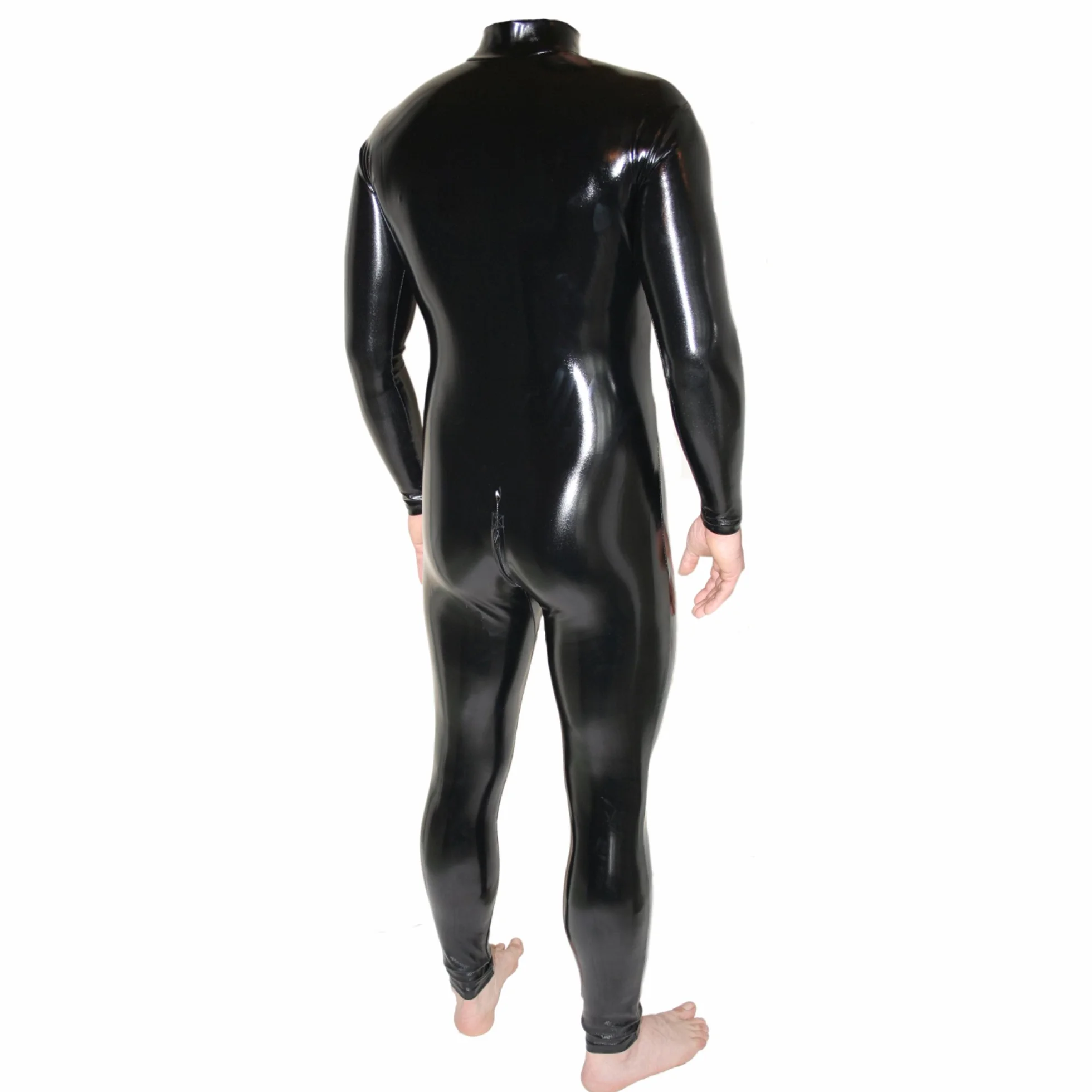 Tuta di pelle aperta in PVC con cerniera a tre vie per uomo e donna