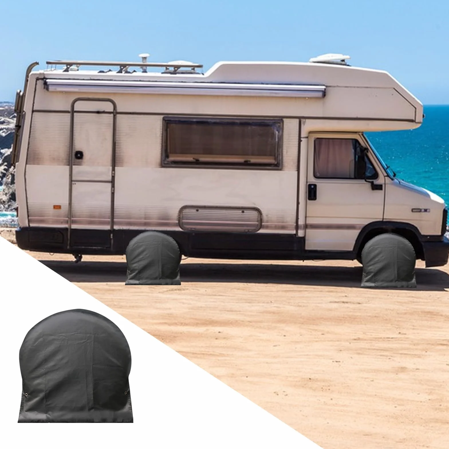 Coperture per pneumatici 4 pezzi impermeabili protezione UV 76,2-81,3 cm per camper camion rimorchi