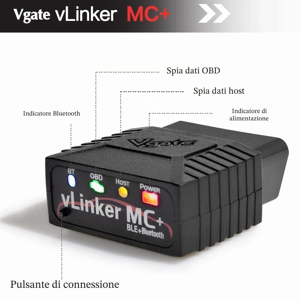 Vgate vLinker MC+ OBD2 Bluetooth Diagnostico Scanner per Auto iOS Android Windows