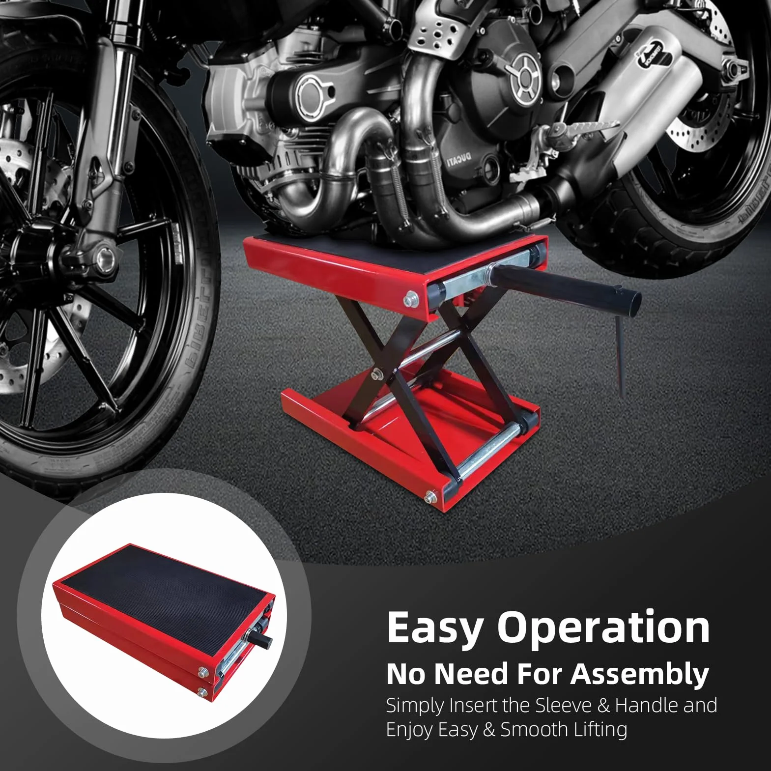 Sollevatore per moto 500 kg altezza regolabile 100-330 mm supporto centrale